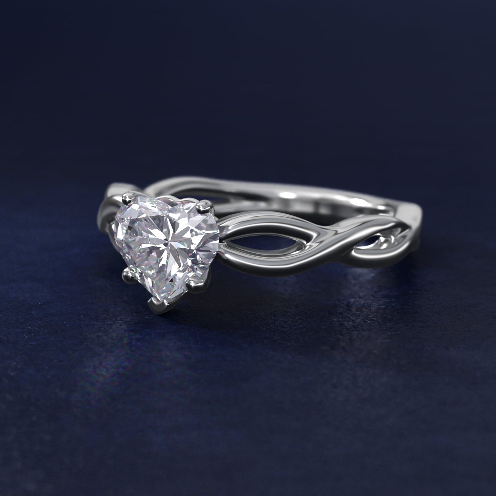 Infinity Solitaire Engagement Ring In 18k White Gold By James Allen - Heart Center