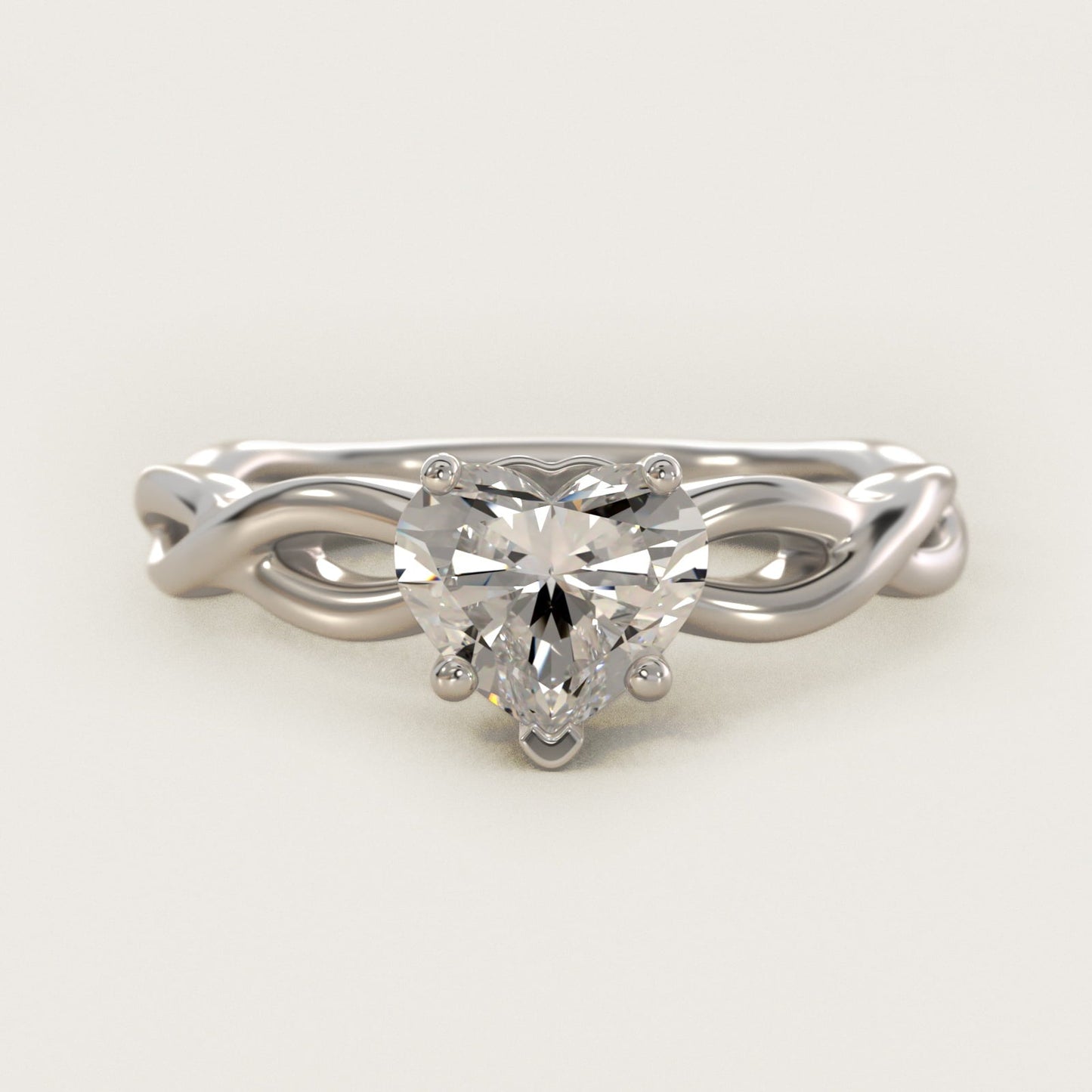 Infinity Solitaire Engagement Ring In 18k White Gold By James Allen - Heart Center