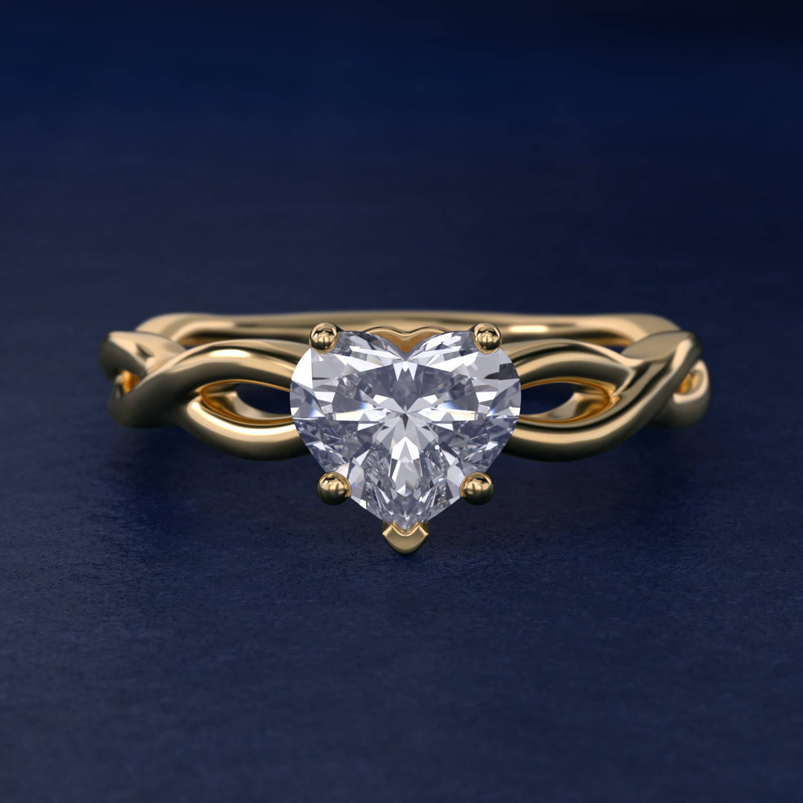 Infinity Solitaire Engagement Ring In 14K Yellow Gold By James Allen - Heart Center
