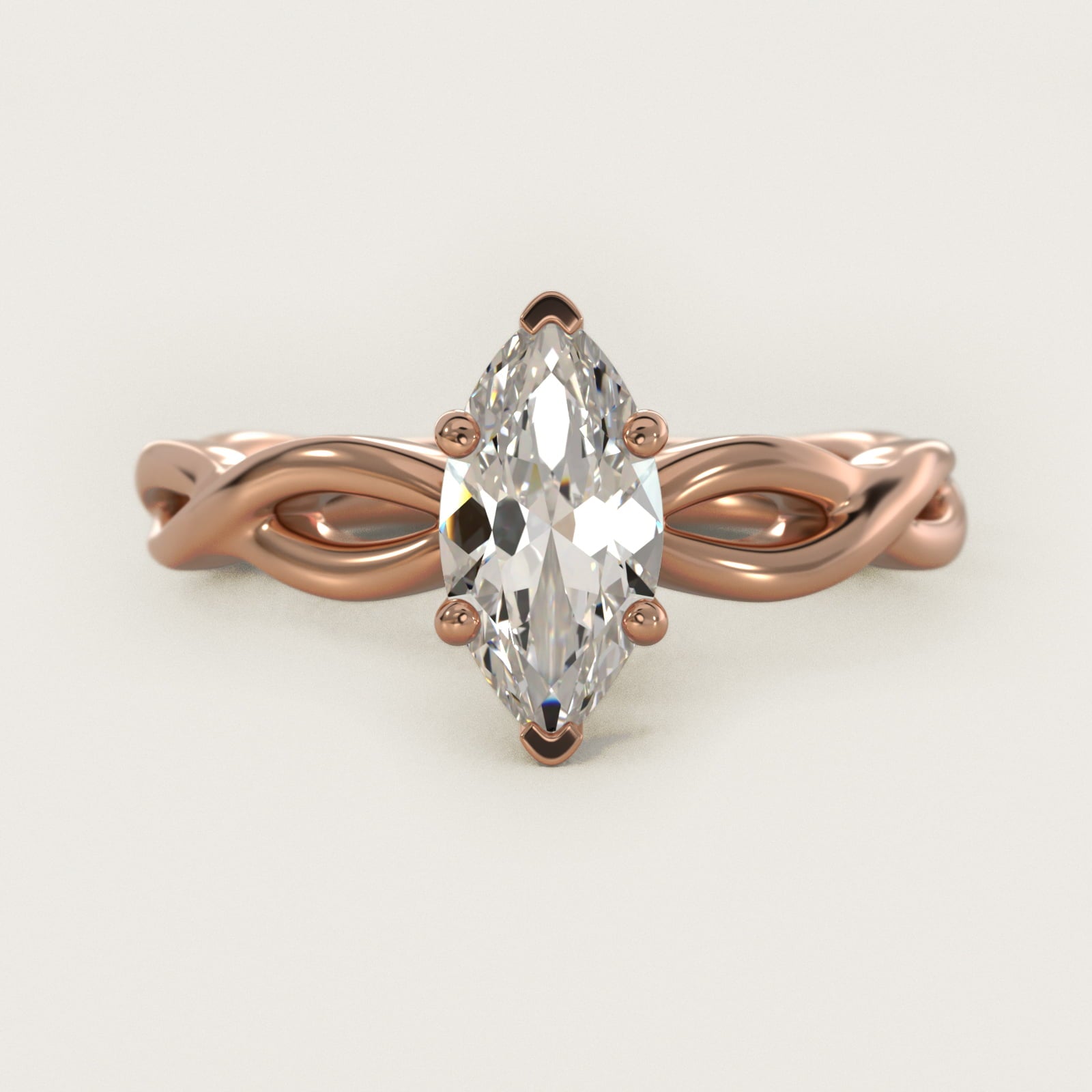 Infinity Solitaire Engagement Ring In 14K Rose Gold By James Allen - Marquise Center