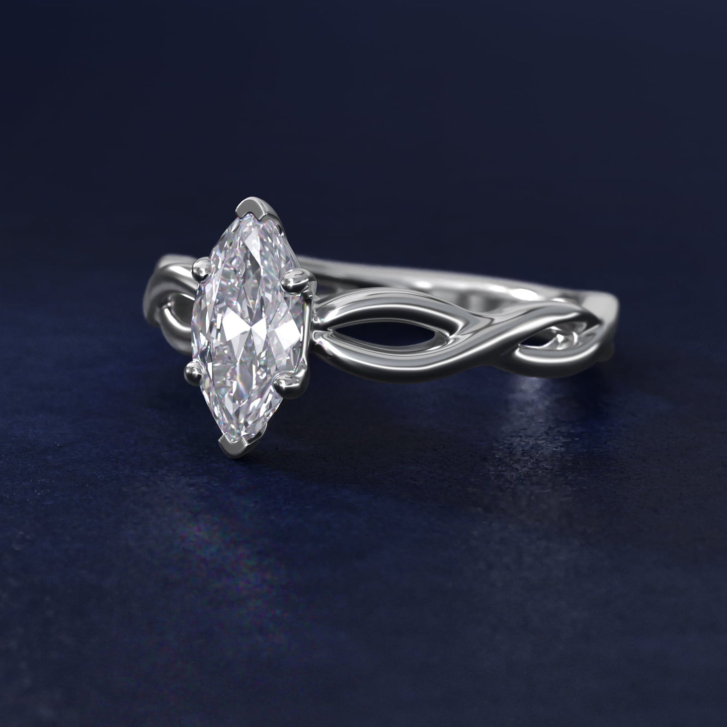 Infinity Solitaire Engagement Ring In 14K White Gold By James Allen - Marquise Center