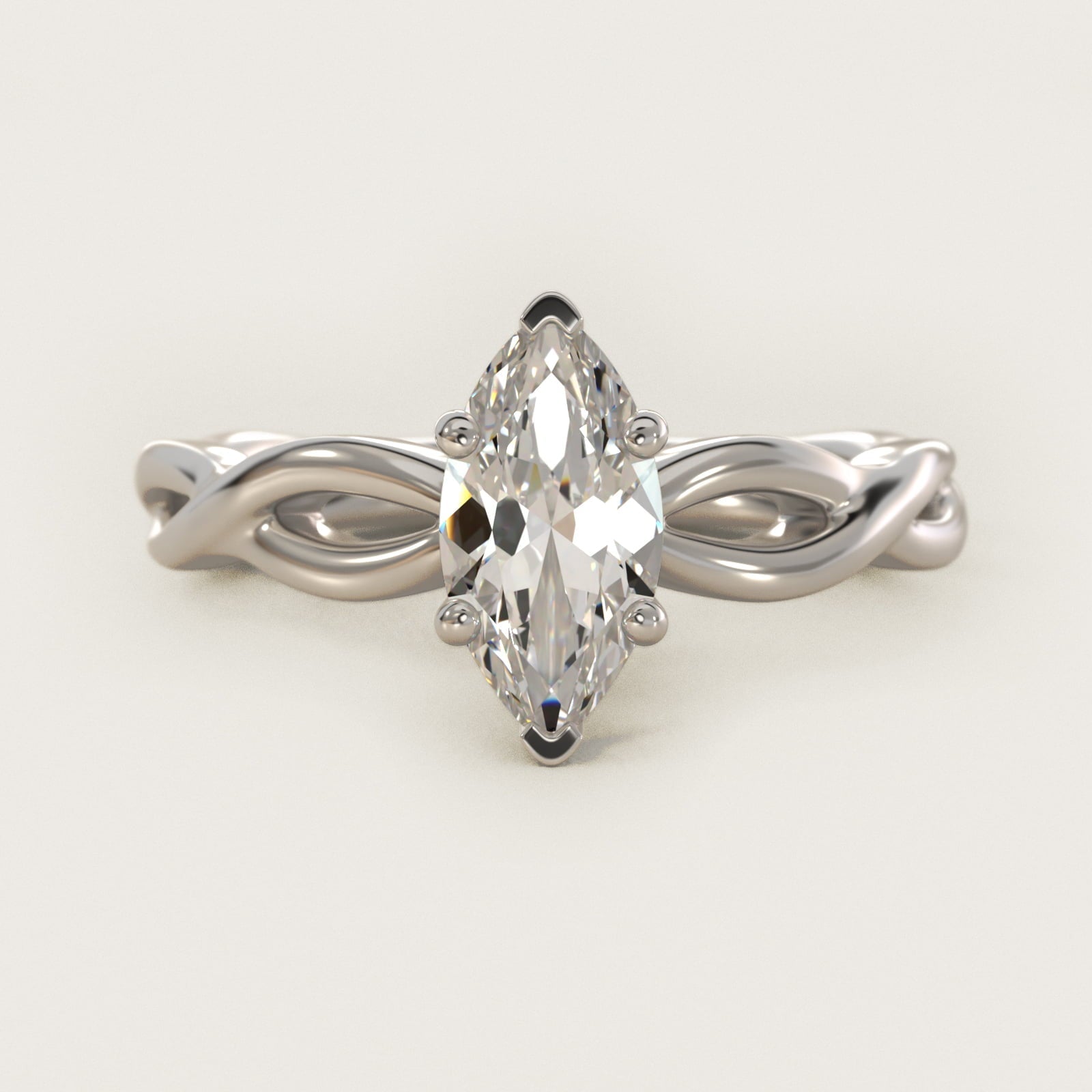 Infinity Solitaire Engagement Ring In 18k White Gold By James Allen - Marquise Center