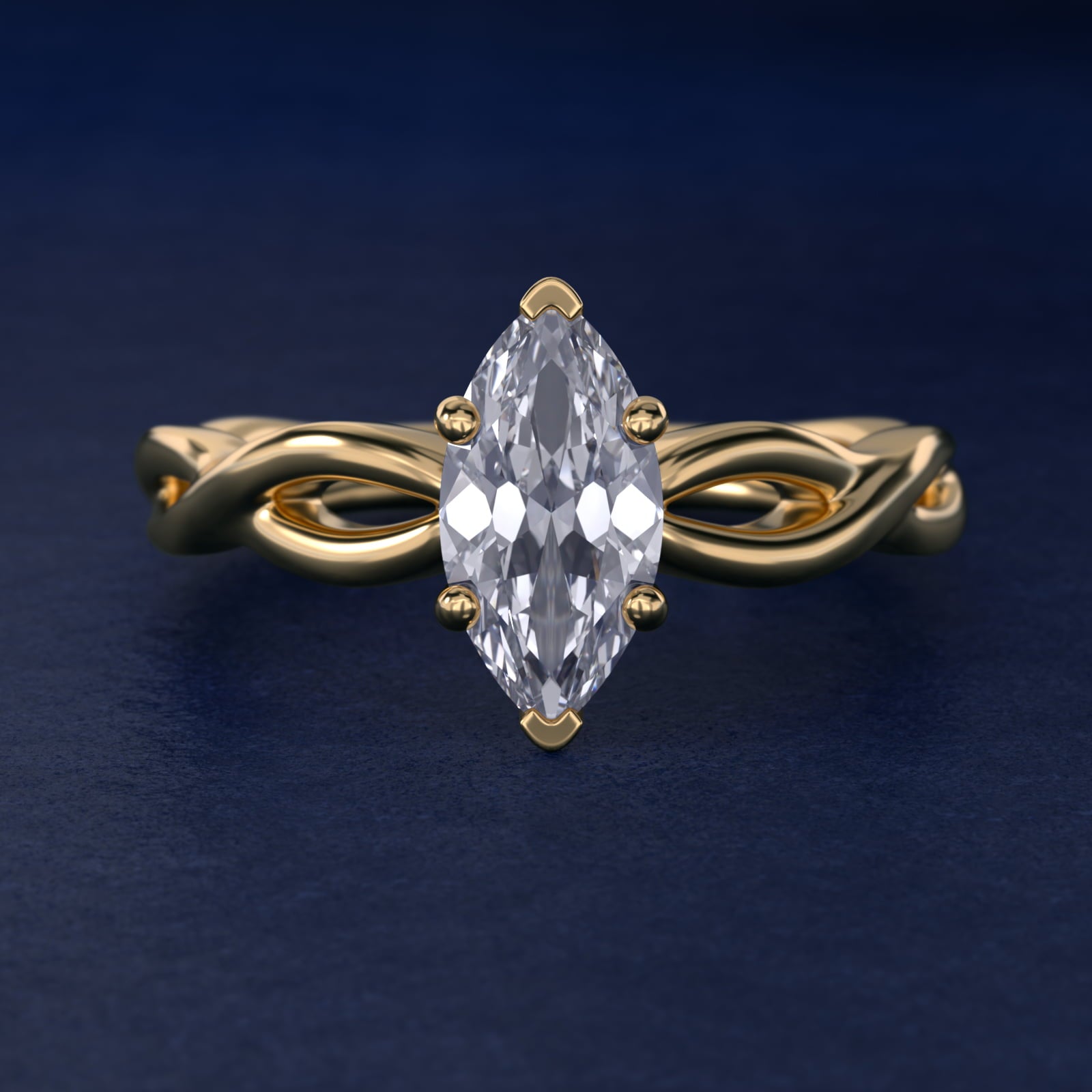 Infinity Solitaire Engagement Ring In 14K Yellow Gold By James Allen - Marquise Center