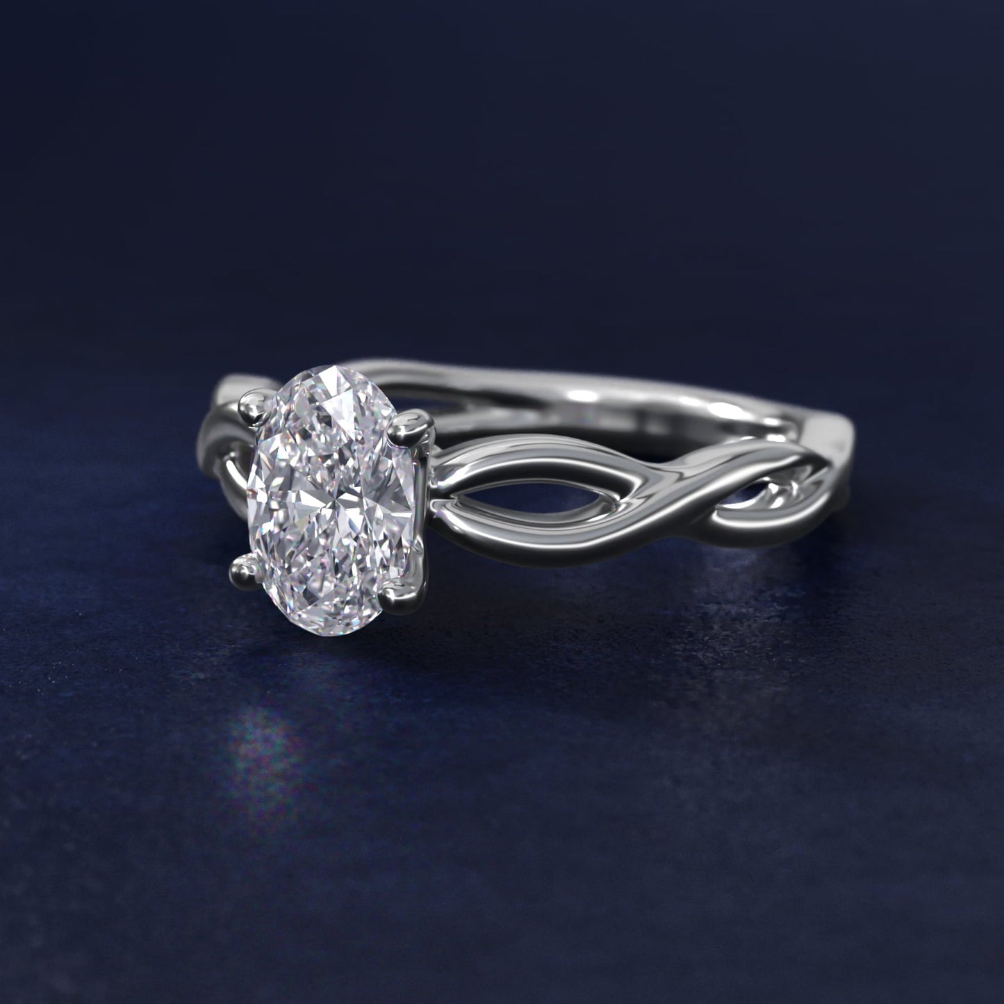 Infinity Solitaire Engagement Ring In 18k White Gold By James Allen - Oval Center