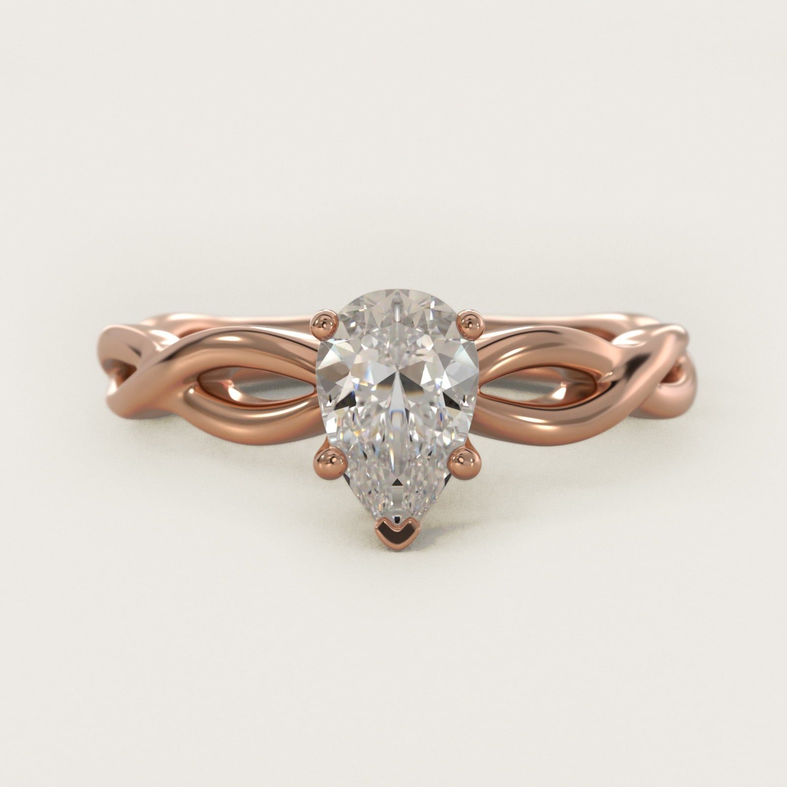 Infinity Solitaire Engagement Ring In 18k Rose Gold By James Allen - Pear Center