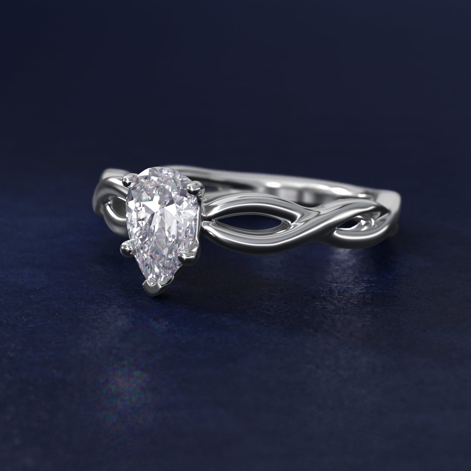 Infinity Solitaire Engagement Ring In 14K White Gold By James Allen - Pear Center