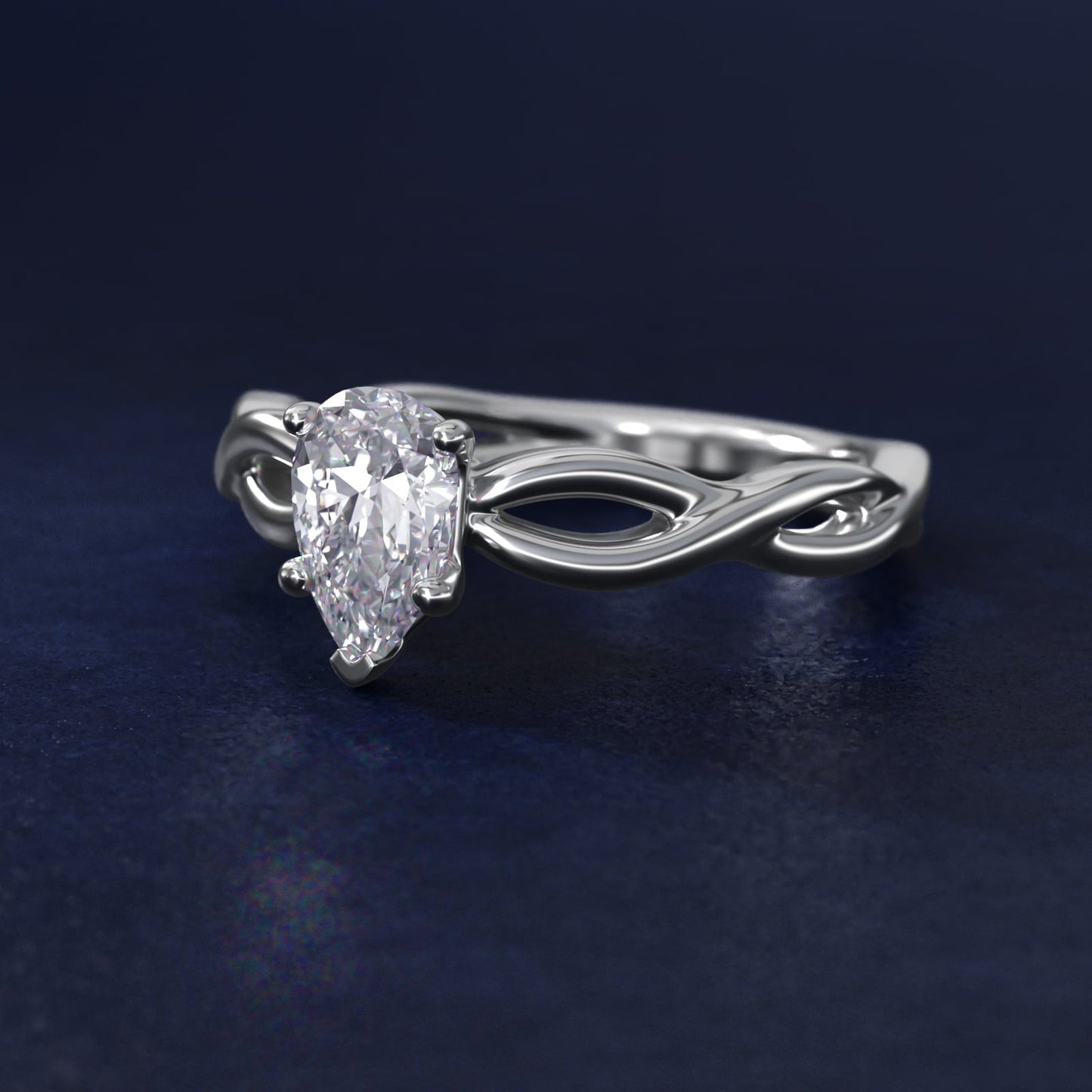 Infinity Solitaire Engagement Ring In 18k White Gold By James Allen - Pear Center