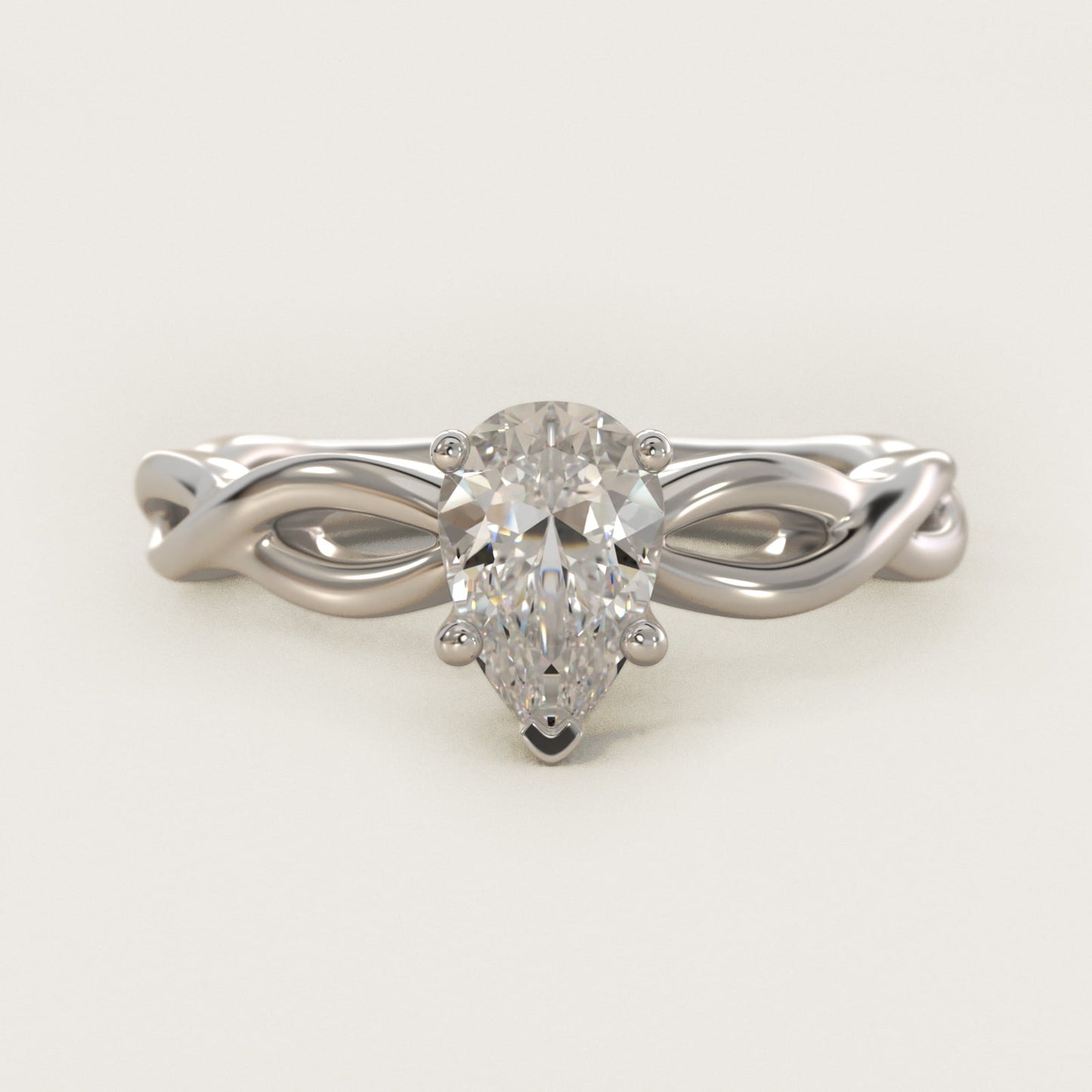 Infinity Solitaire Engagement Ring In 14K White Gold By James Allen - Pear Center