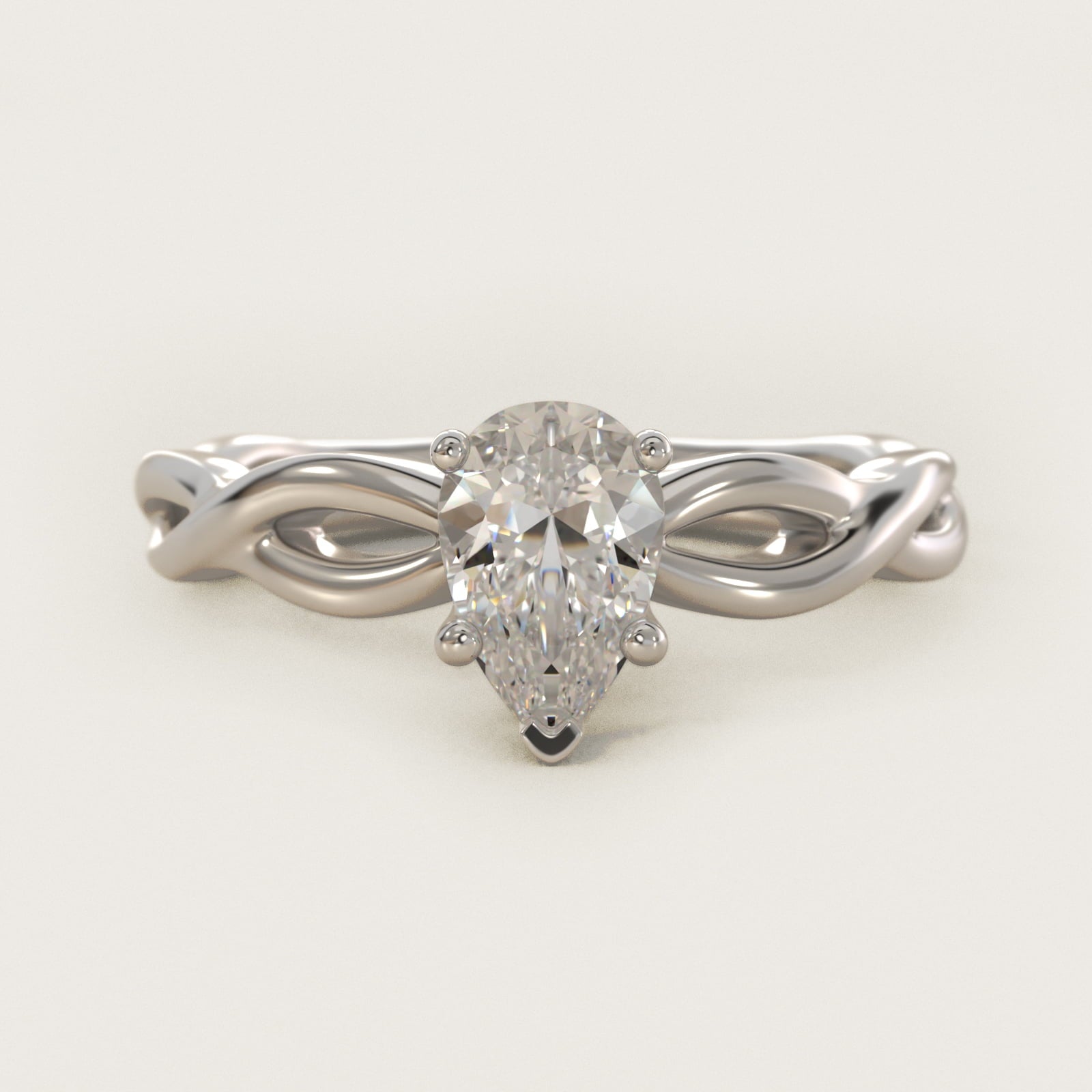 Infinity Solitaire Engagement Ring In 14K White Gold By James Allen - Pear Center