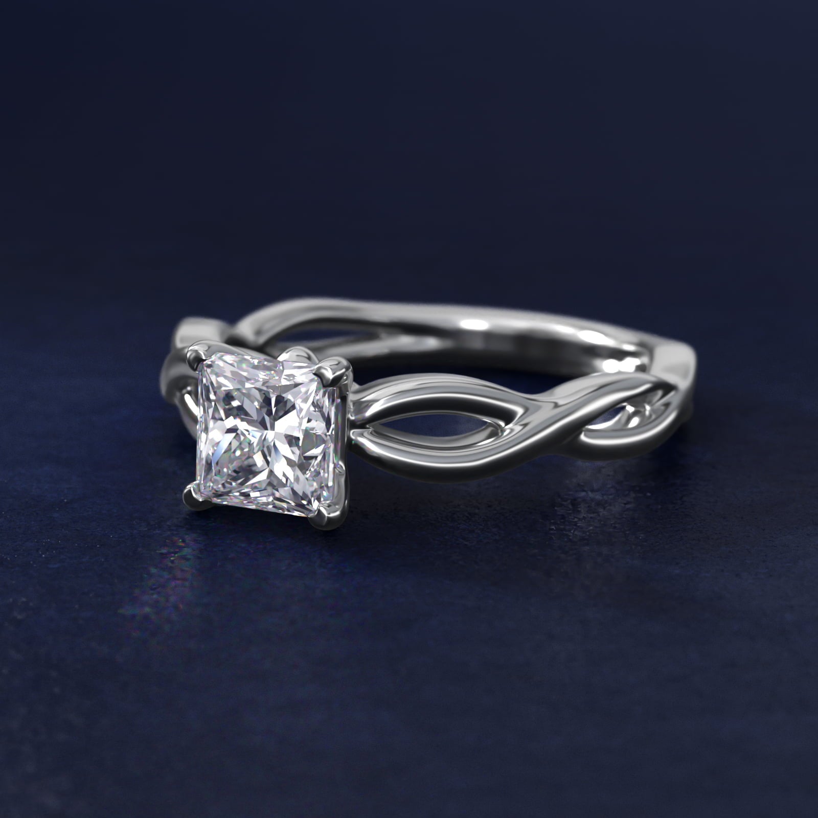 Infinity Solitaire Engagement Ring In 14K White Gold By James Allen - Princess Center