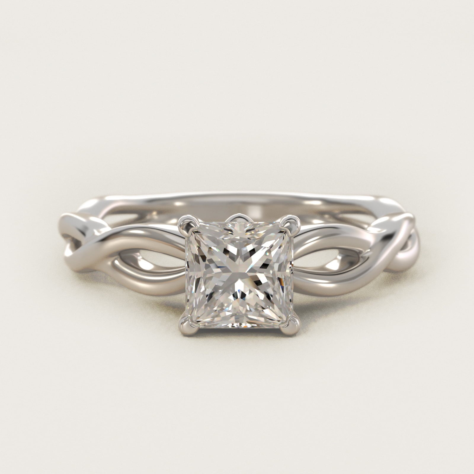 Infinity Solitaire Engagement Ring In 18k White Gold By James Allen - Princess Center