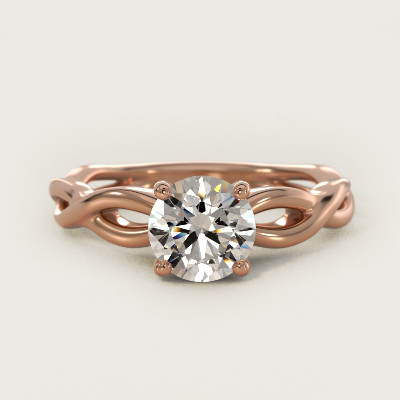 Infinity Solitaire Engagement Ring In 14K Rose Gold By James Allen - Round Center
