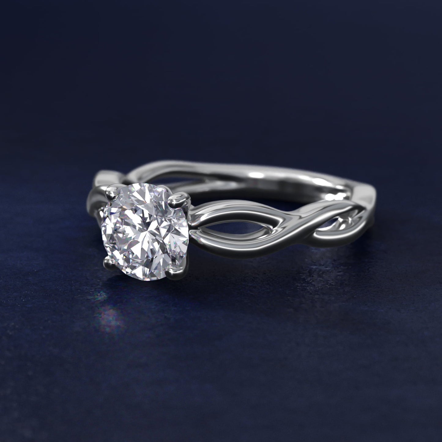 Infinity Solitaire Engagement Ring In 18k White Gold By James Allen - Round Center