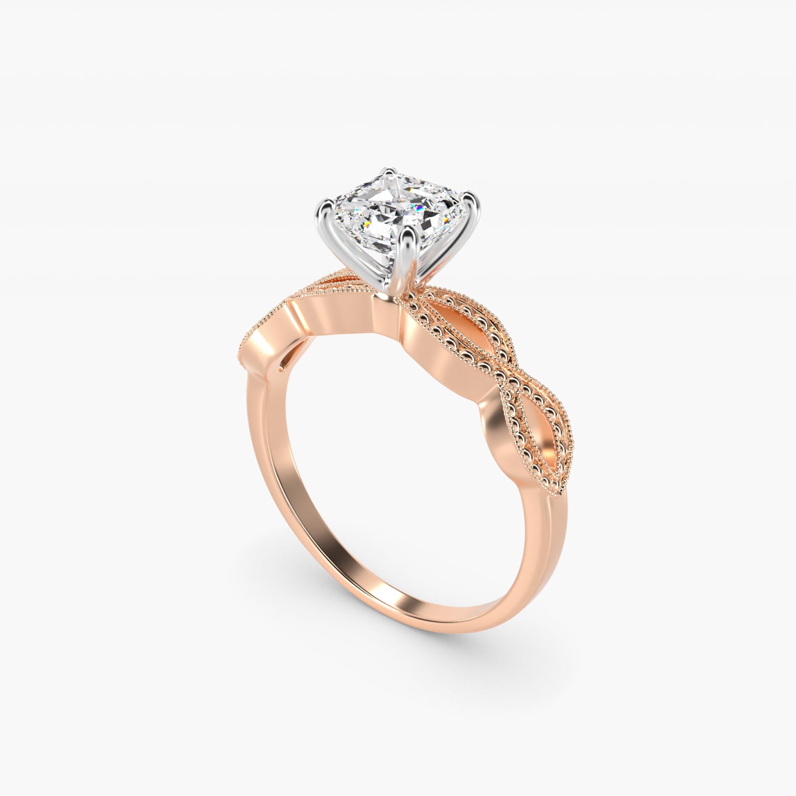 Infinity Vintage-Style Engagement Ring In 18k Rose Gold By James Allen - Asscher Center