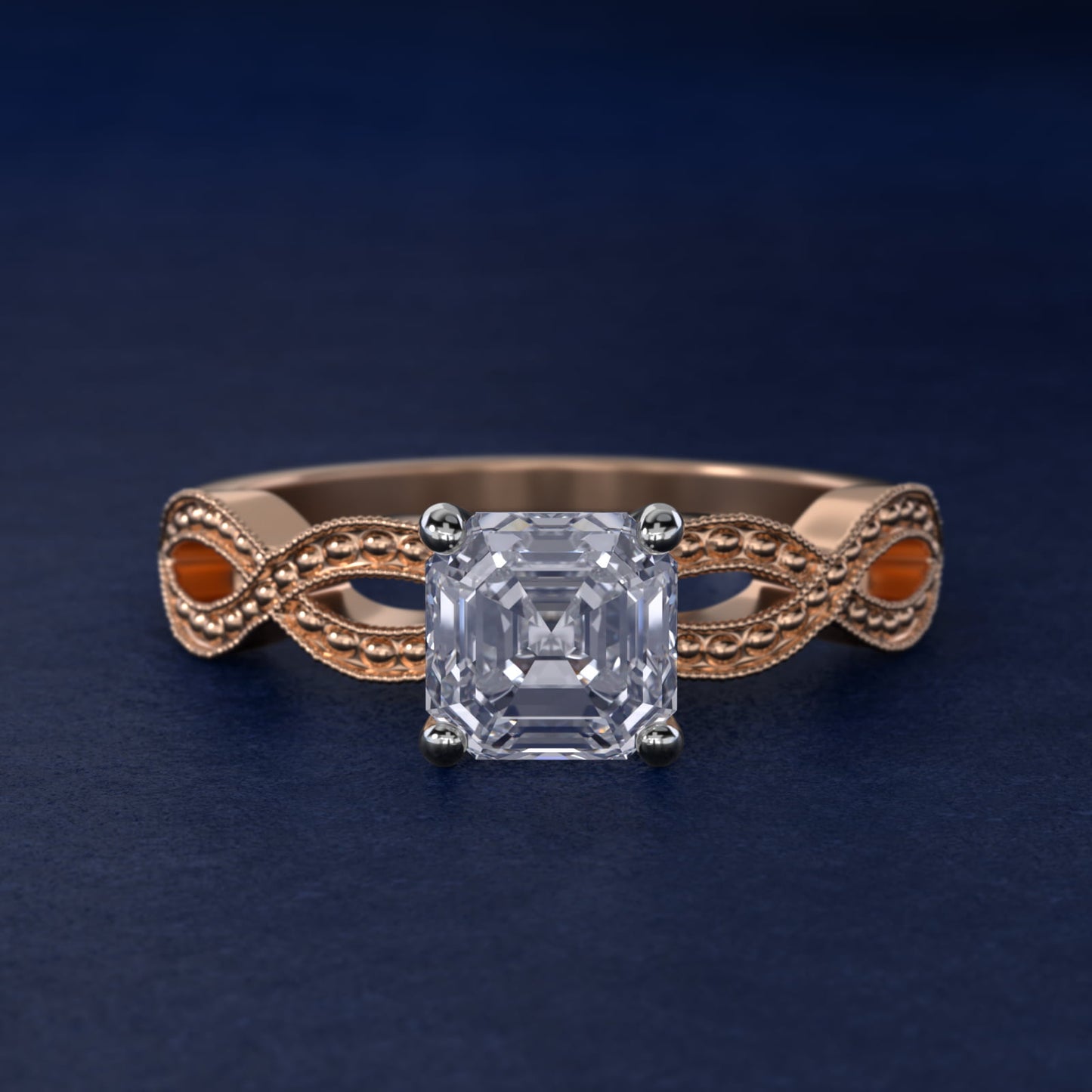 Infinity Vintage-Style Engagement Ring In 14K Rose Gold By James Allen - Asscher Center