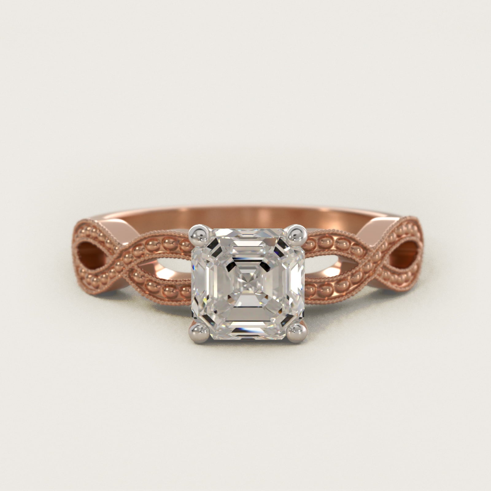 Infinity Vintage-Style Engagement Ring In 14K Rose Gold By James Allen - Asscher Center