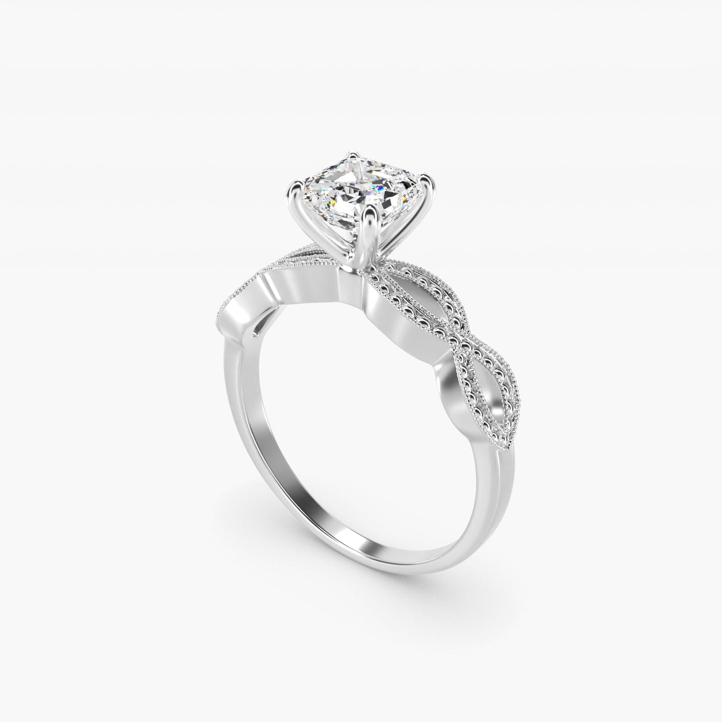 Infinity Vintage-Style Engagement Ring In 14K White Gold By James Allen - Asscher Center