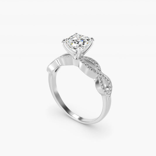 Infinity Vintage-Style Engagement Ring In 18k White Gold By James Allen - Asscher Center
