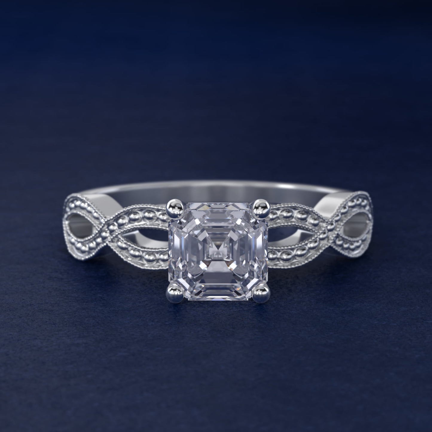 Infinity Vintage-Style Engagement Ring In 14K White Gold By James Allen - Asscher Center