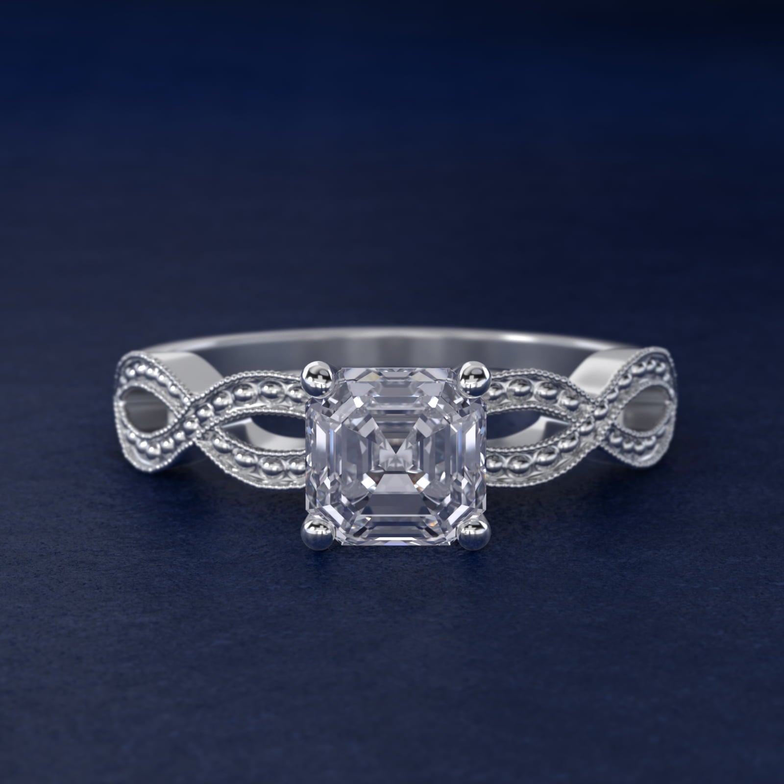 Infinity Vintage-Style Engagement Ring In 18k White Gold By James Allen - Asscher Center