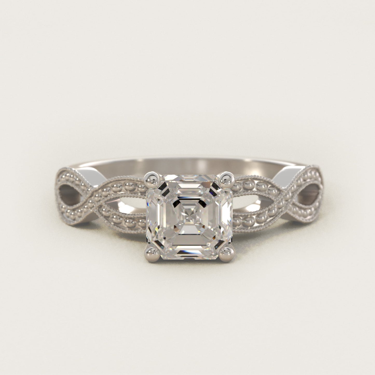 Infinity Vintage-Style Engagement Ring In 18k White Gold By James Allen - Asscher Center