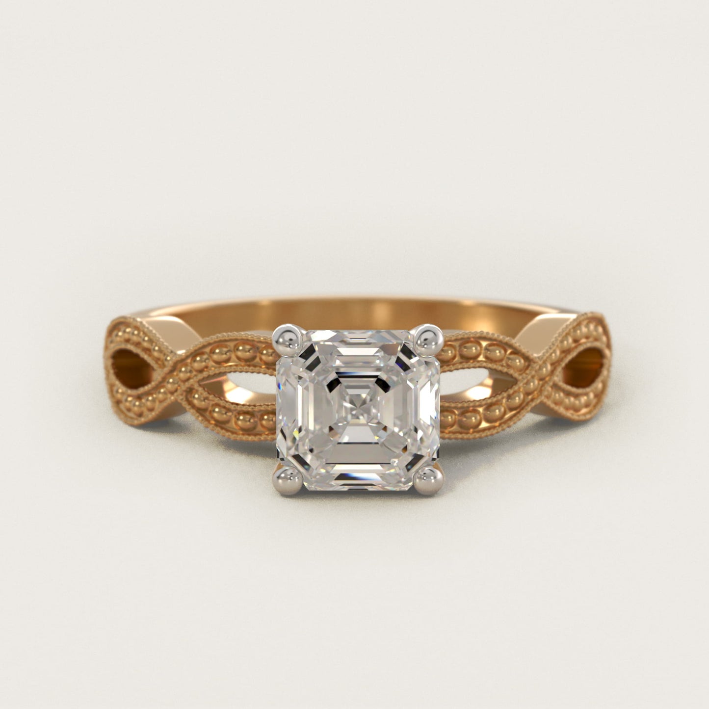 Infinity Vintage-Style Engagement Ring In 18k Yellow Gold By James Allen - Asscher Center