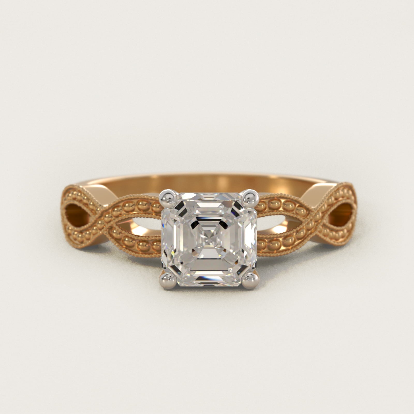 Infinity Vintage-Style Engagement Ring In 18k Yellow Gold By James Allen - Asscher Center