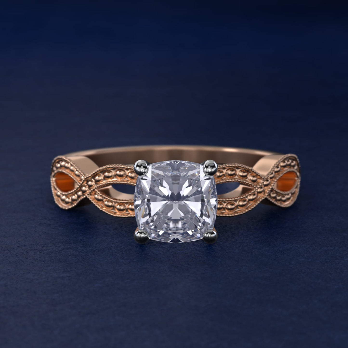 Infinity Vintage-Style Engagement Ring In 14K Rose Gold By James Allen - Cushion Center