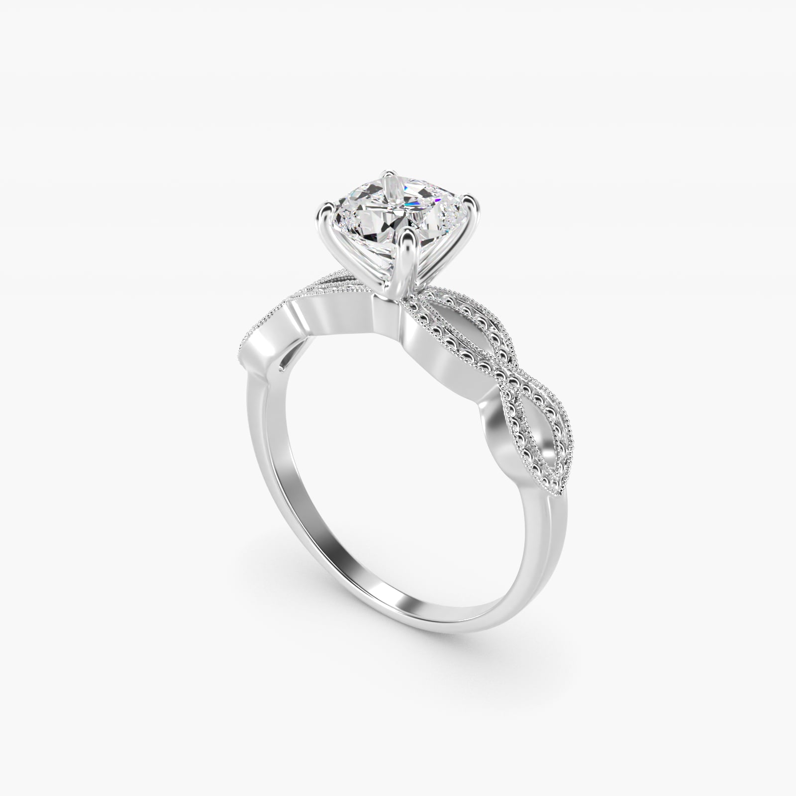 Infinity Vintage-Style Engagement Ring In 18k White Gold By James Allen - Cushion Center