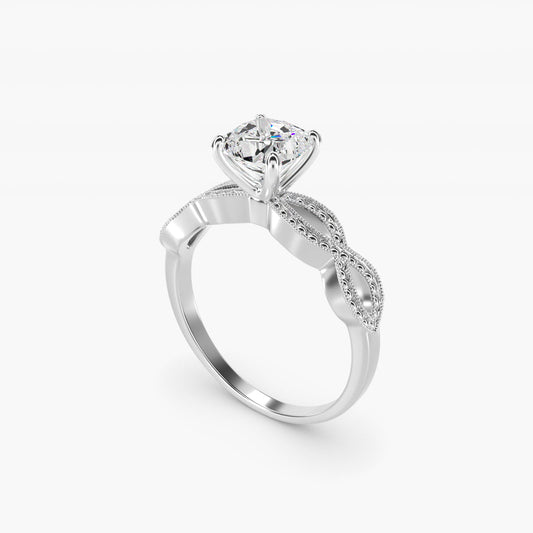 Infinity Vintage-Style Engagement Ring In 18k White Gold By James Allen - Cushion Center