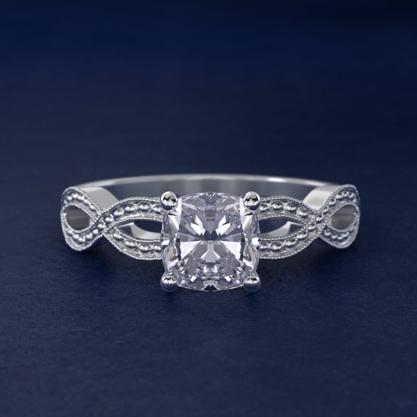 Infinity Vintage-Style Engagement Ring In 18k White Gold By James Allen - Cushion Center