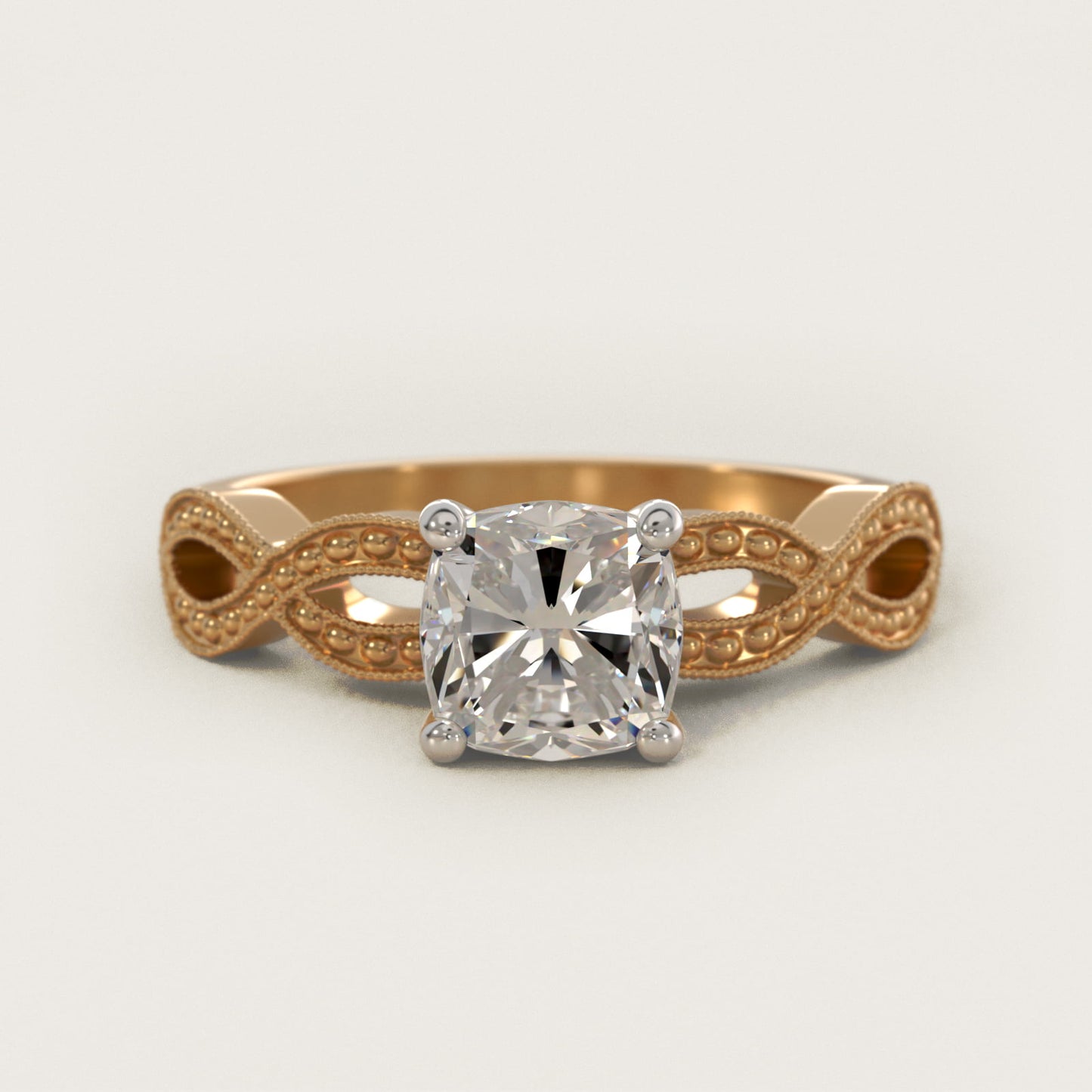 Infinity Vintage-Style Engagement Ring In 18k Yellow Gold By James Allen - Cushion Center