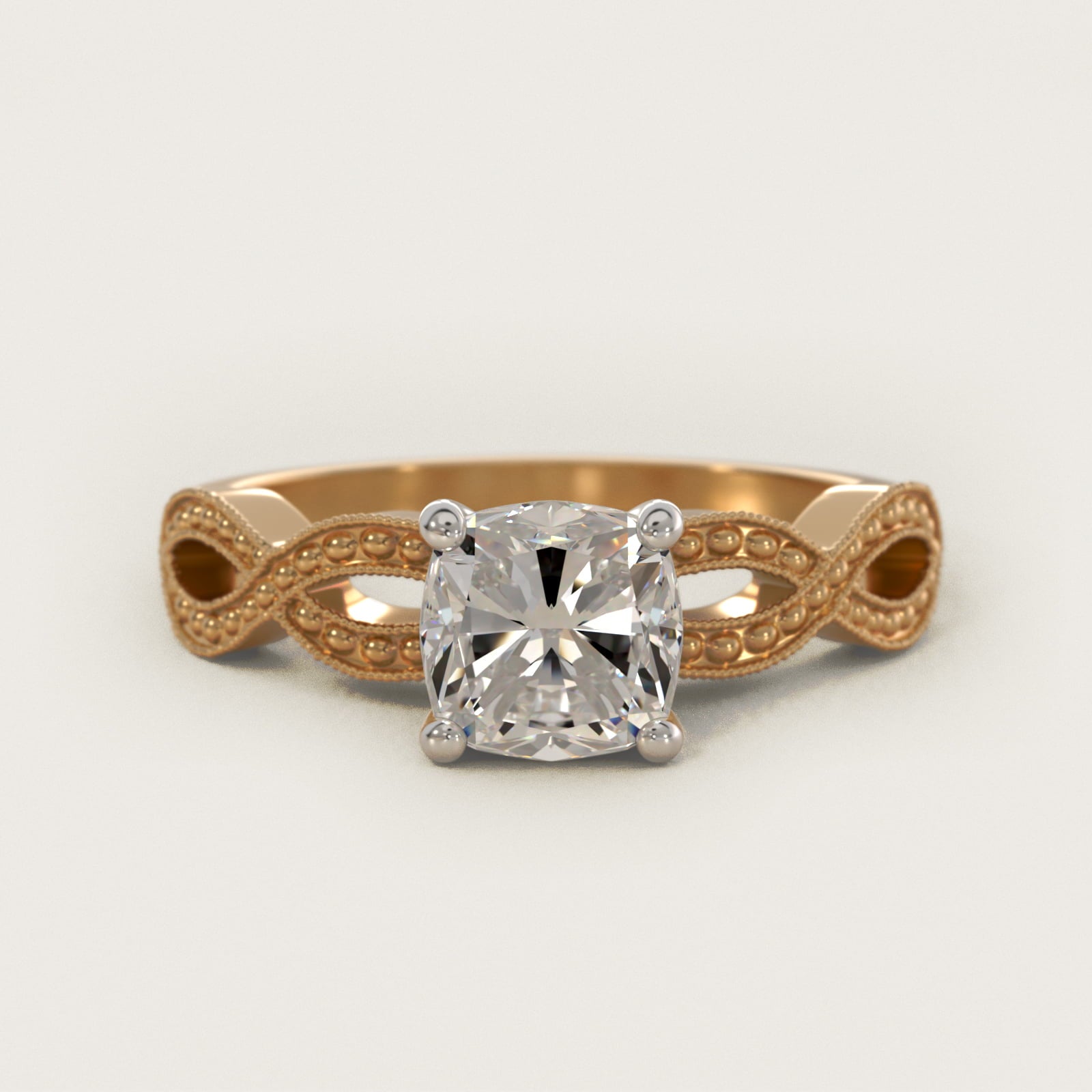 Infinity Vintage-Style Engagement Ring In 18k Yellow Gold By James Allen - Cushion Center
