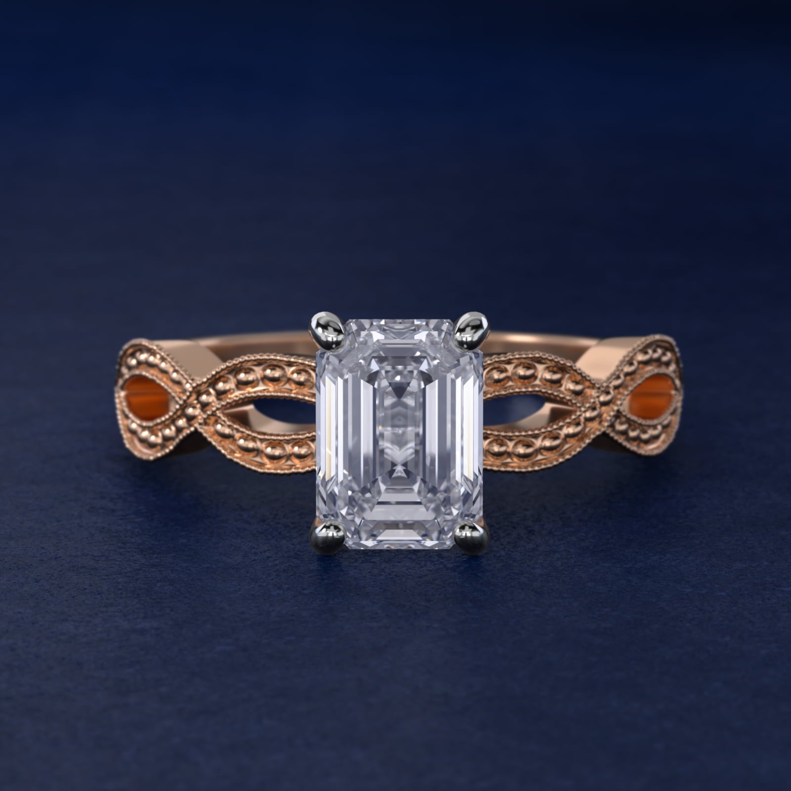 Infinity Vintage-Style Engagement Ring In 14K Rose Gold By James Allen - Emerald Center