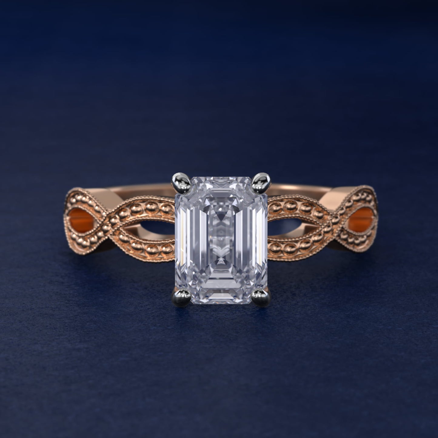 Infinity Vintage-Style Engagement Ring In 18k Rose Gold By James Allen - Emerald Center