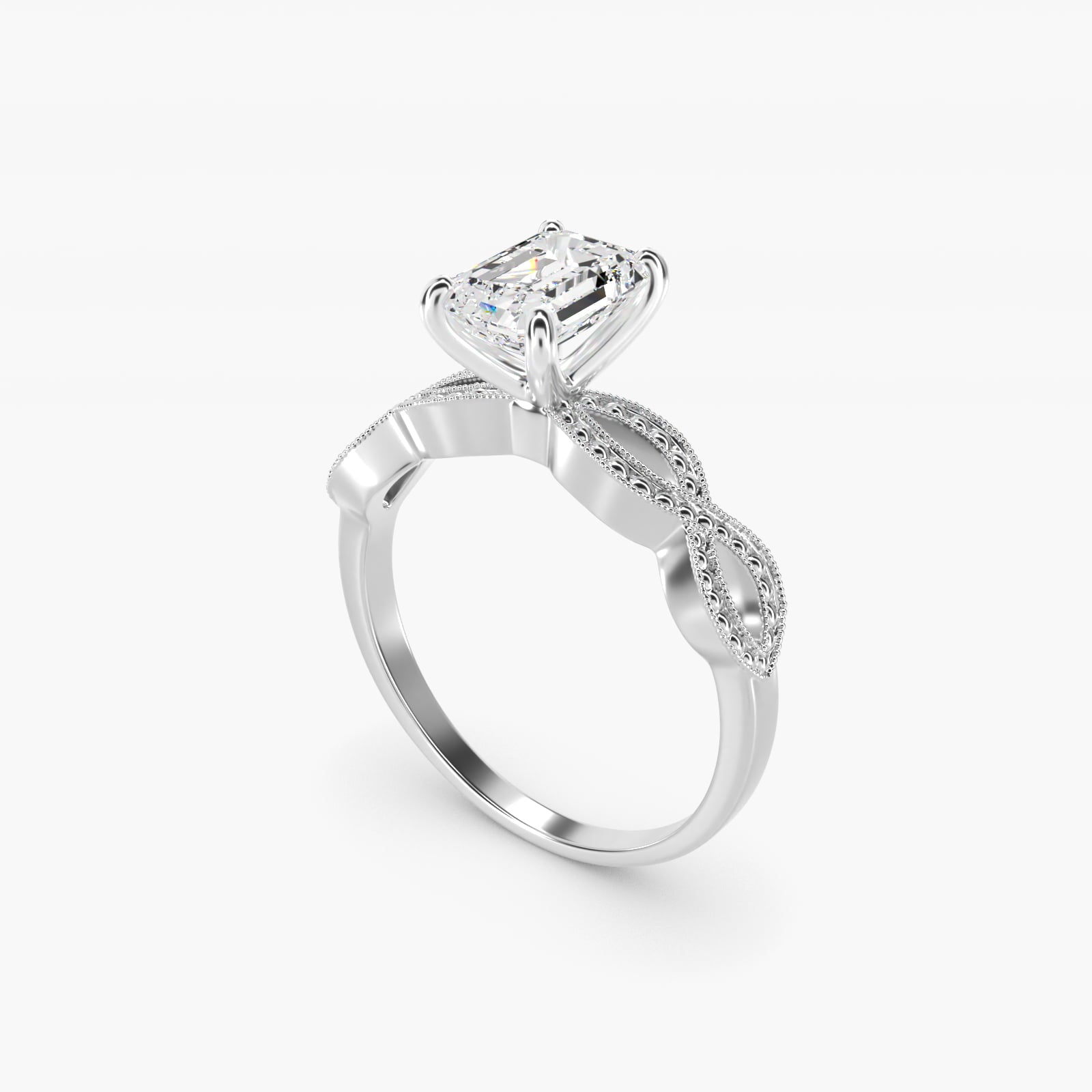 Infinity Vintage-Style Engagement Ring In 14K White Gold By James Allen - Emerald Center