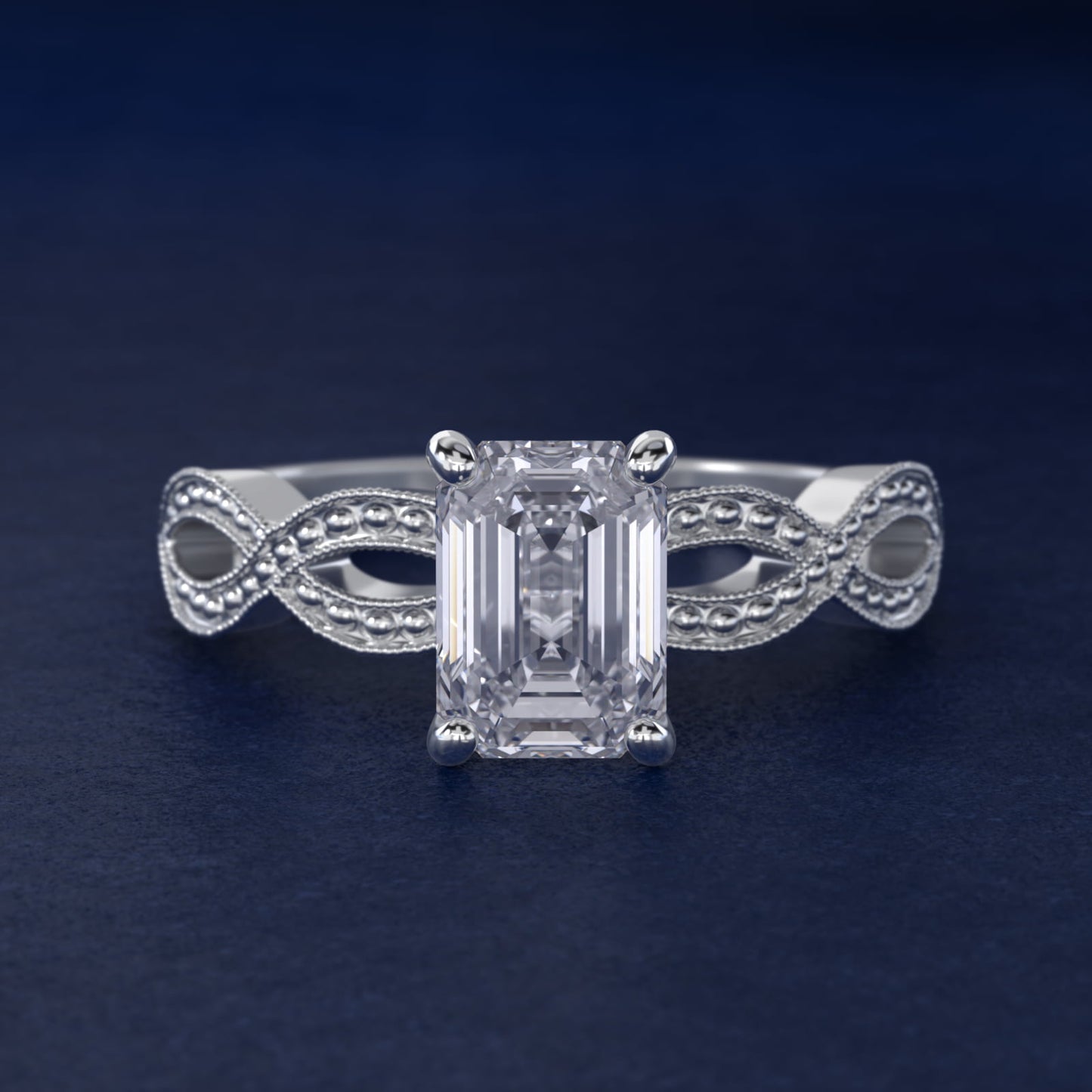 Infinity Vintage-Style Engagement Ring In 14K White Gold By James Allen - Emerald Center