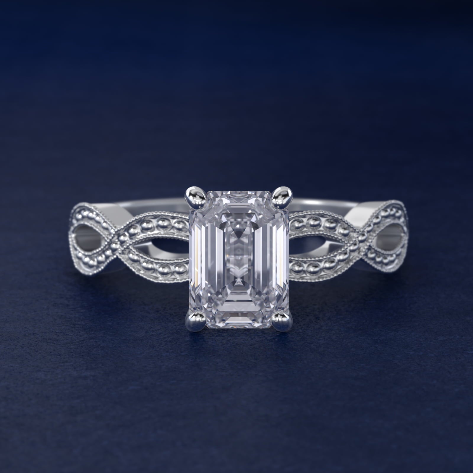 Infinity Vintage-Style Engagement Ring In 14K White Gold By James Allen - Emerald Center