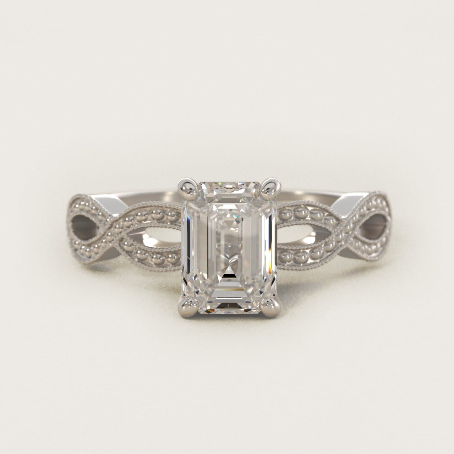 Infinity Vintage-Style Engagement Ring In 14K White Gold By James Allen - Emerald Center