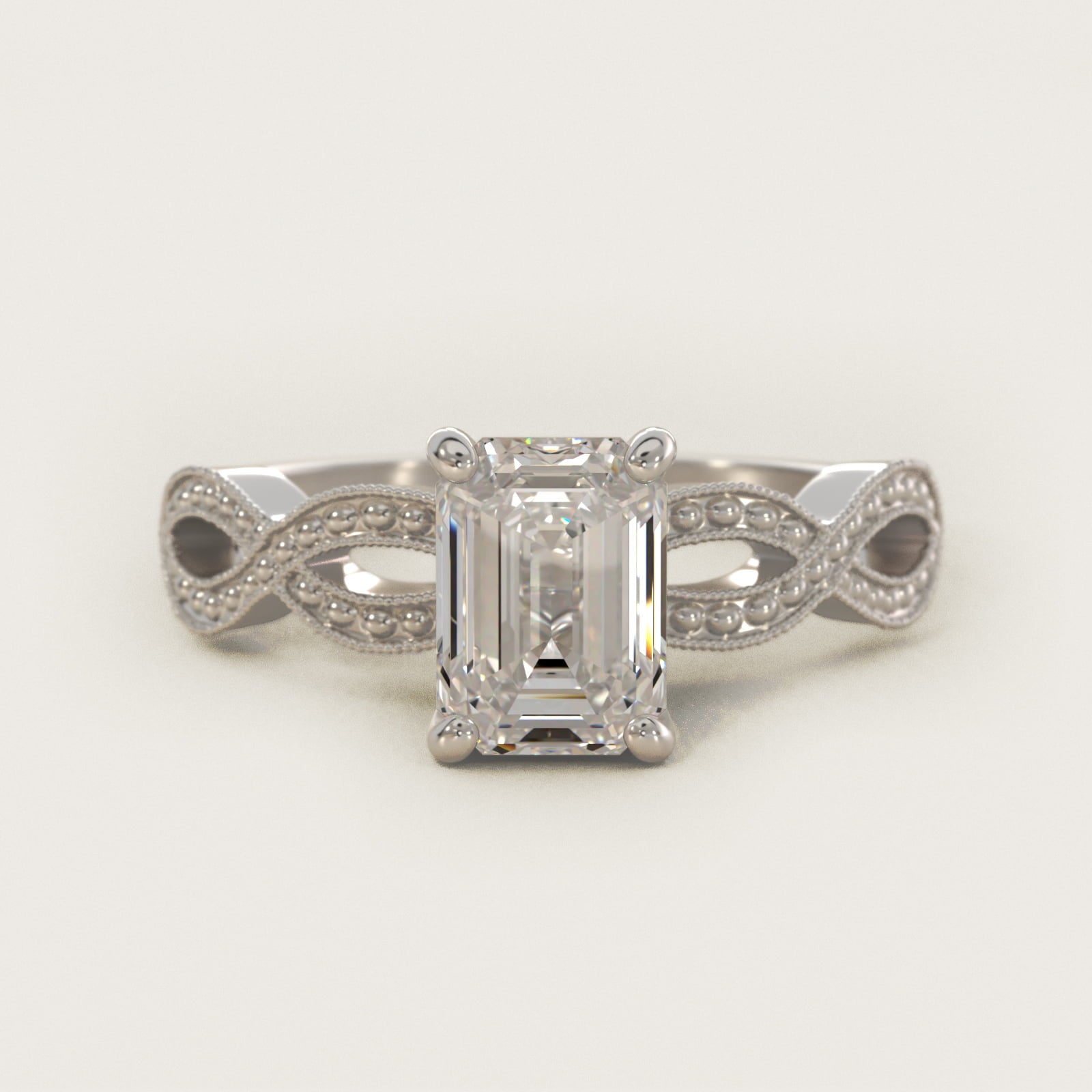 Infinity Vintage-Style Engagement Ring In 14K White Gold By James Allen - Emerald Center