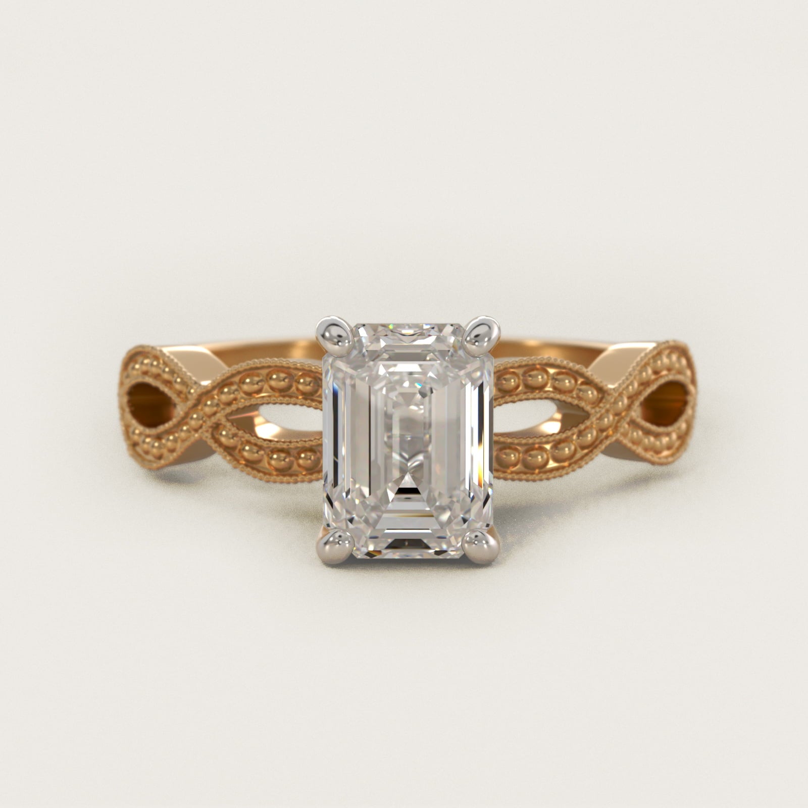 Infinity Vintage-Style Engagement Ring In 14K Yellow Gold By James Allen - Emerald Center