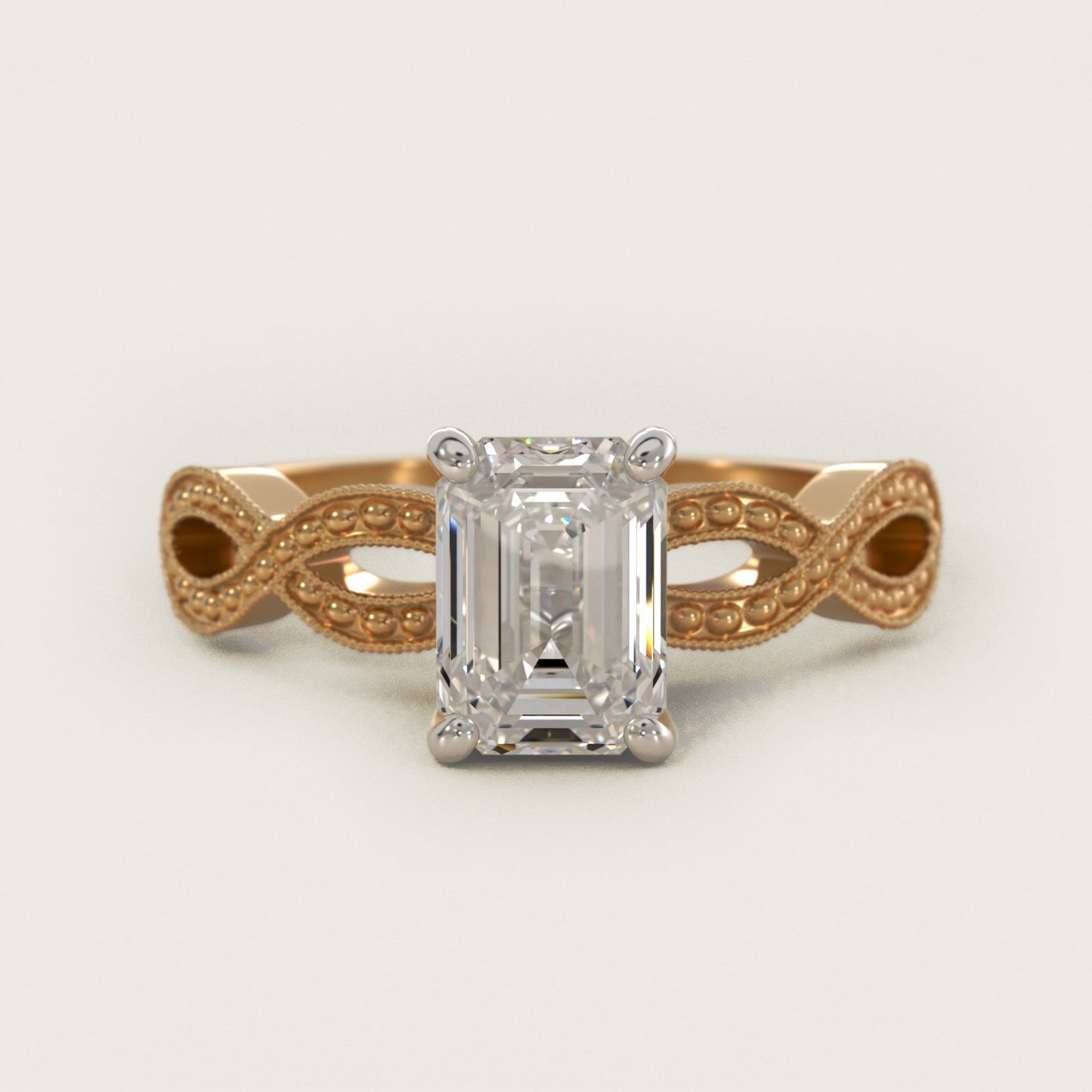 Infinity Vintage-Style Engagement Ring In 18k Yellow Gold By James Allen - Emerald Center