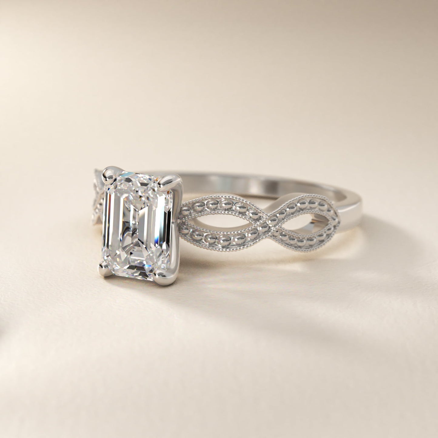 Infinity Vintage-Style Engagement Ring In Platinum By James Allen - Emerald Center
