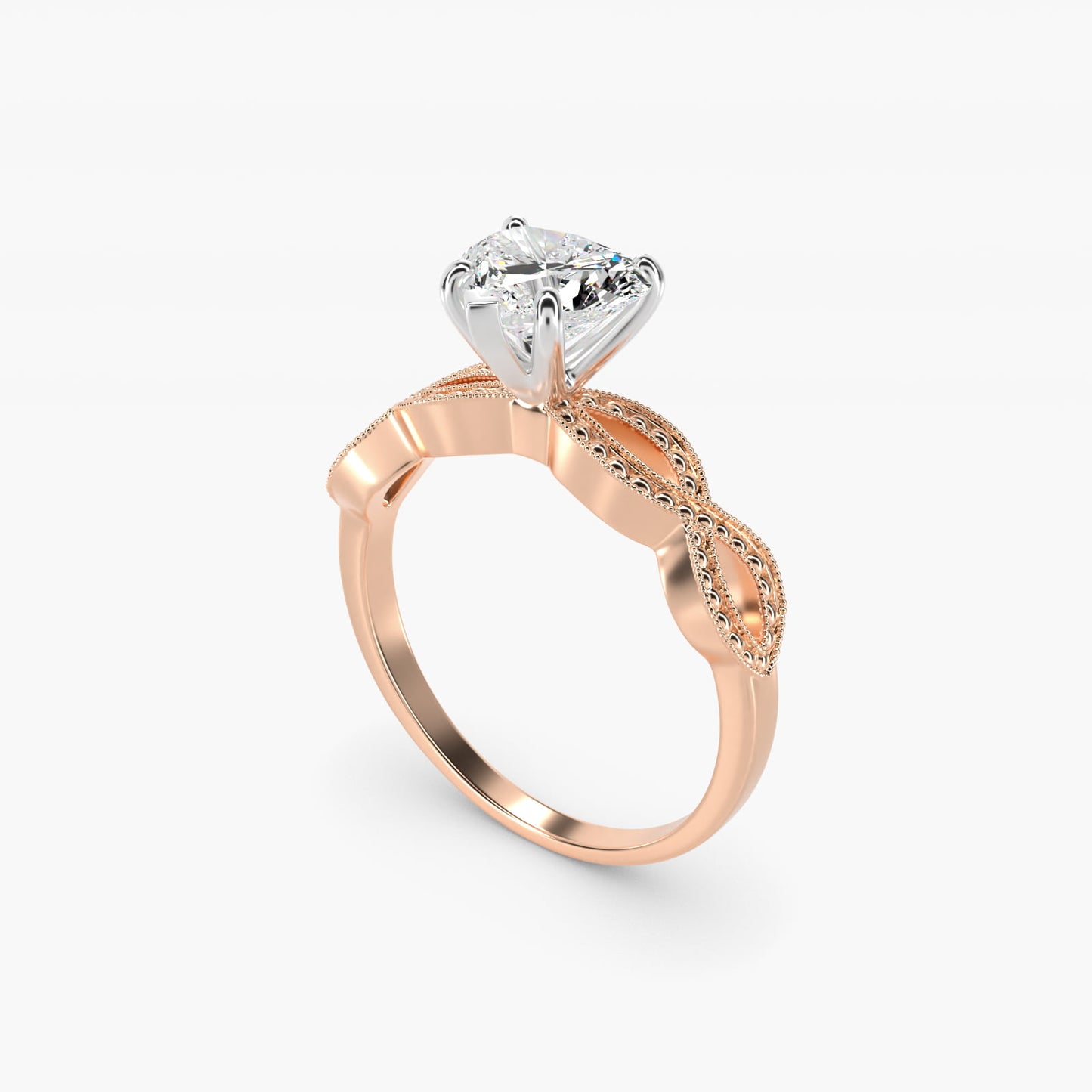 Infinity Vintage-Style Engagement Ring In 18k Rose Gold By James Allen - Heart Center