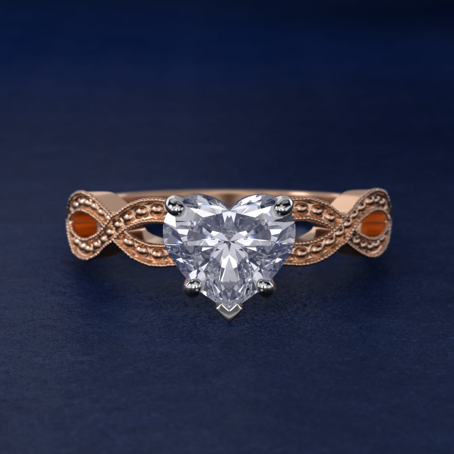 Infinity Vintage-Style Engagement Ring In 18k Rose Gold By James Allen - Heart Center
