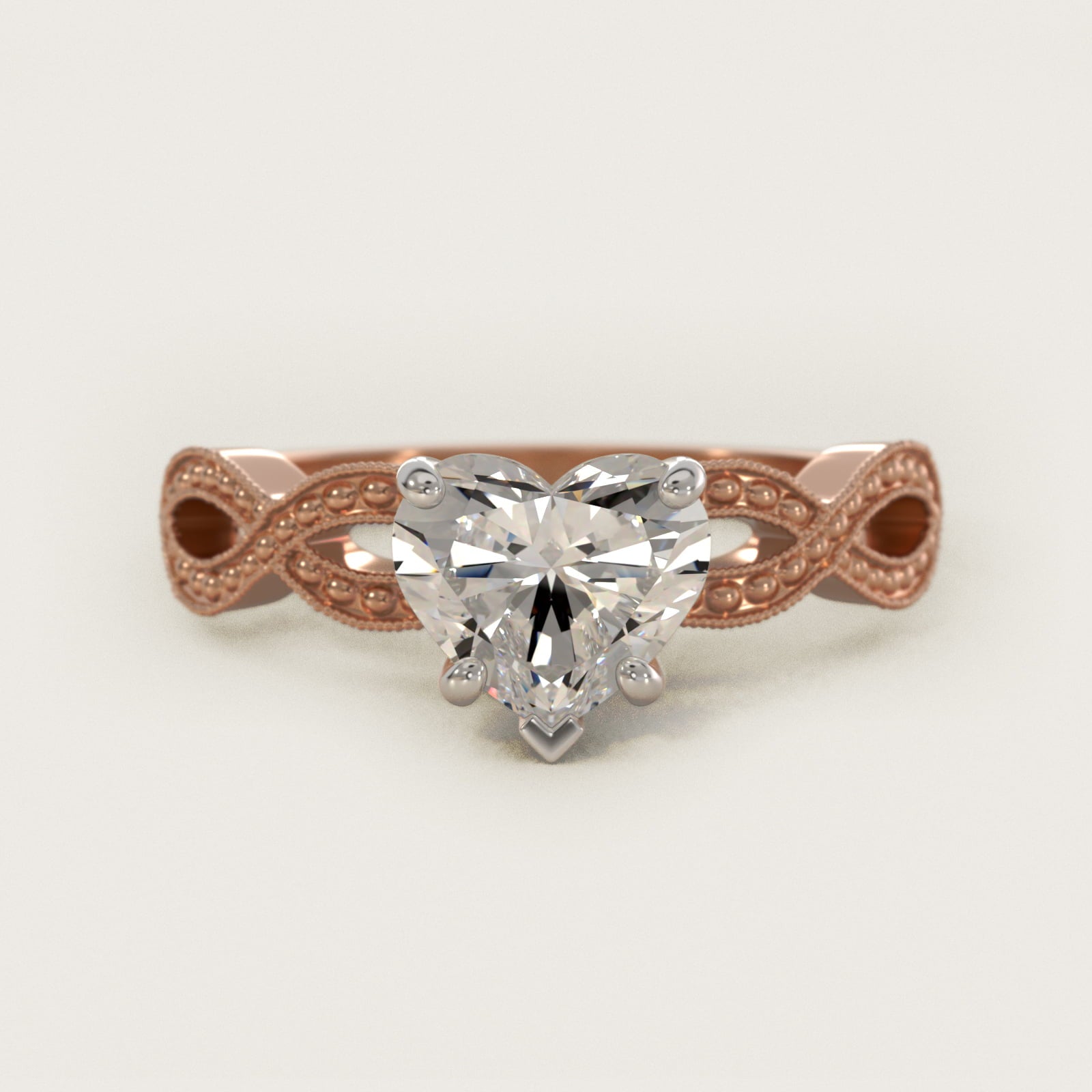 Infinity Vintage-Style Engagement Ring In 14K Rose Gold By James Allen - Heart Center