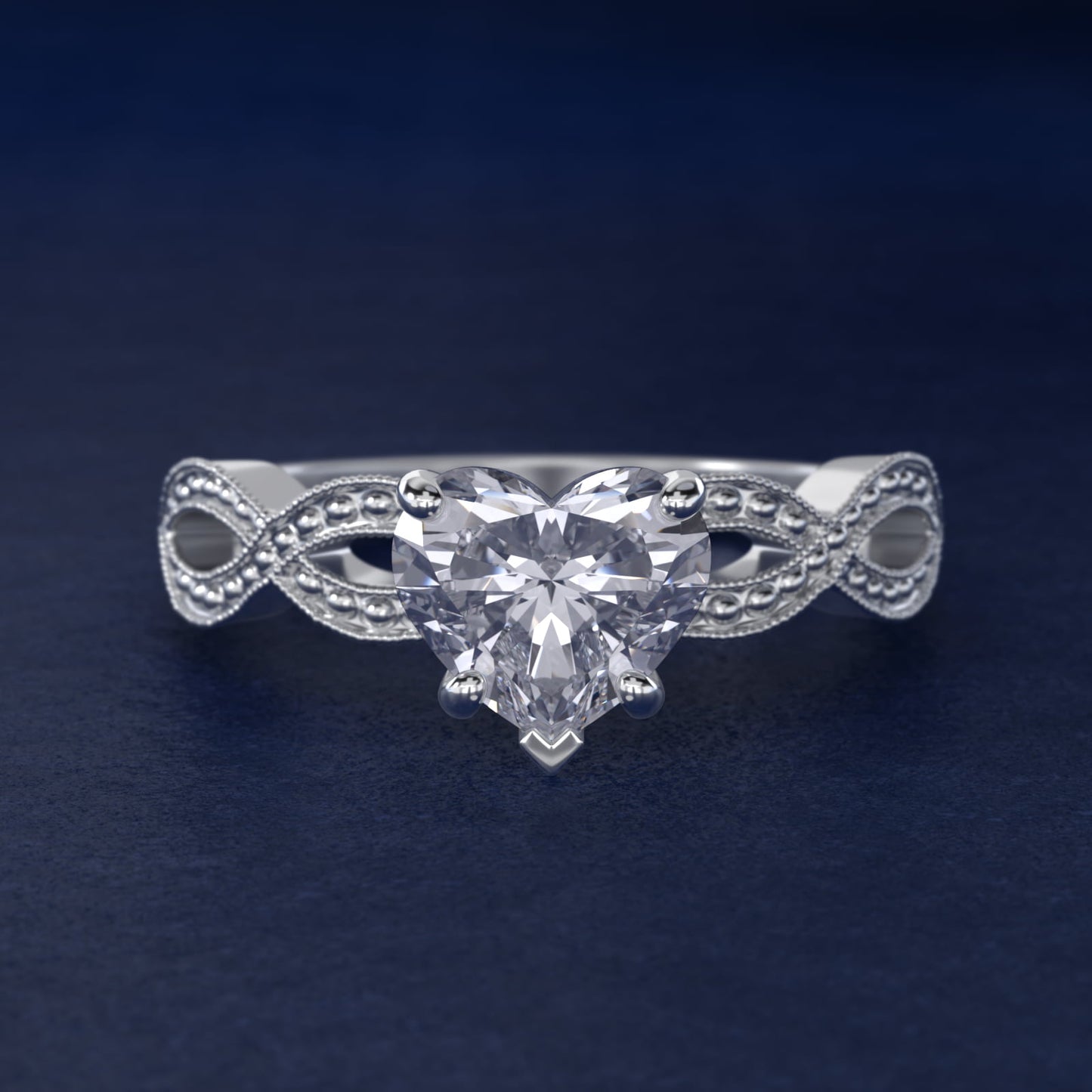 Infinity Vintage-Style Engagement Ring In 14K White Gold By James Allen - Heart Center