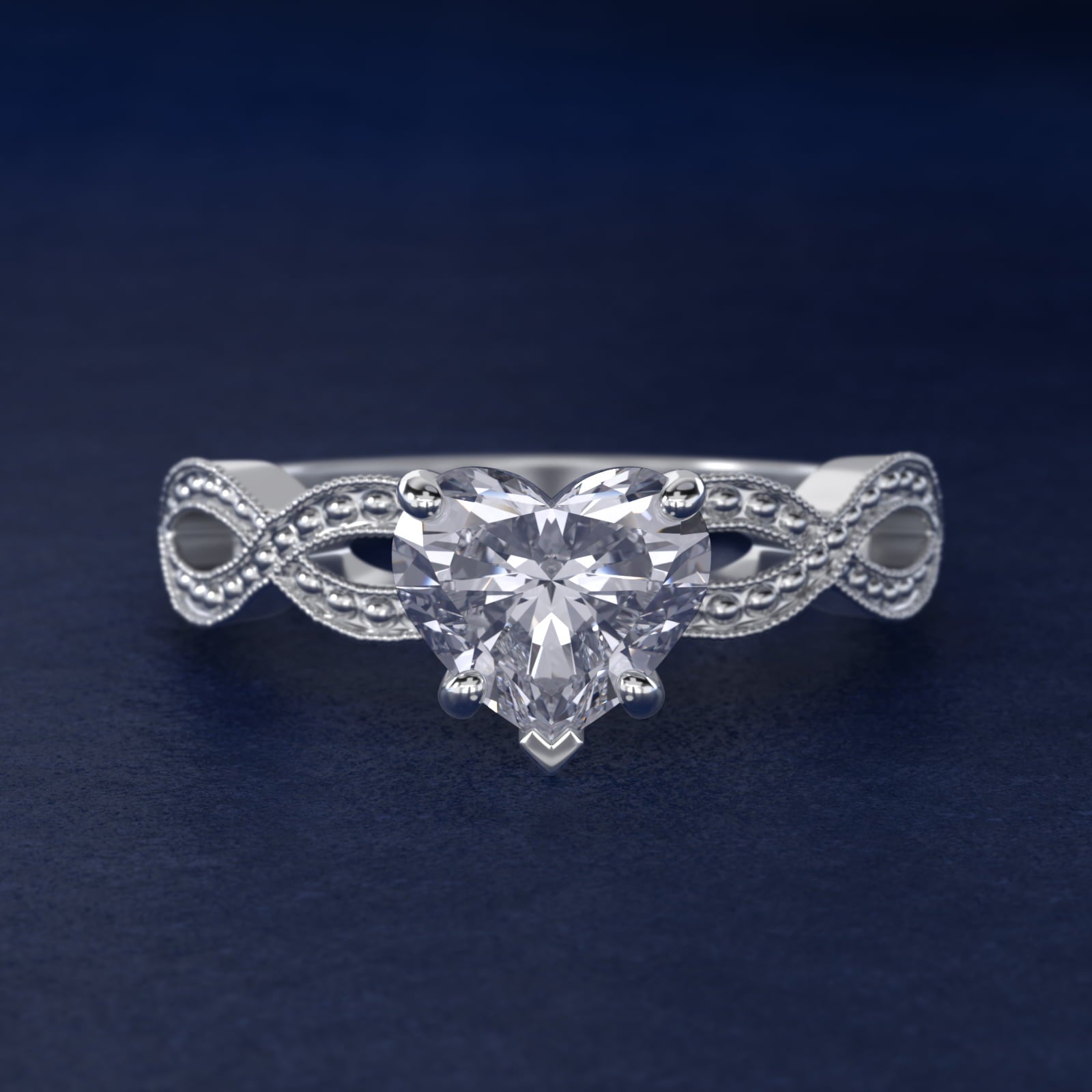 Infinity Vintage-Style Engagement Ring In 14K White Gold By James Allen - Heart Center