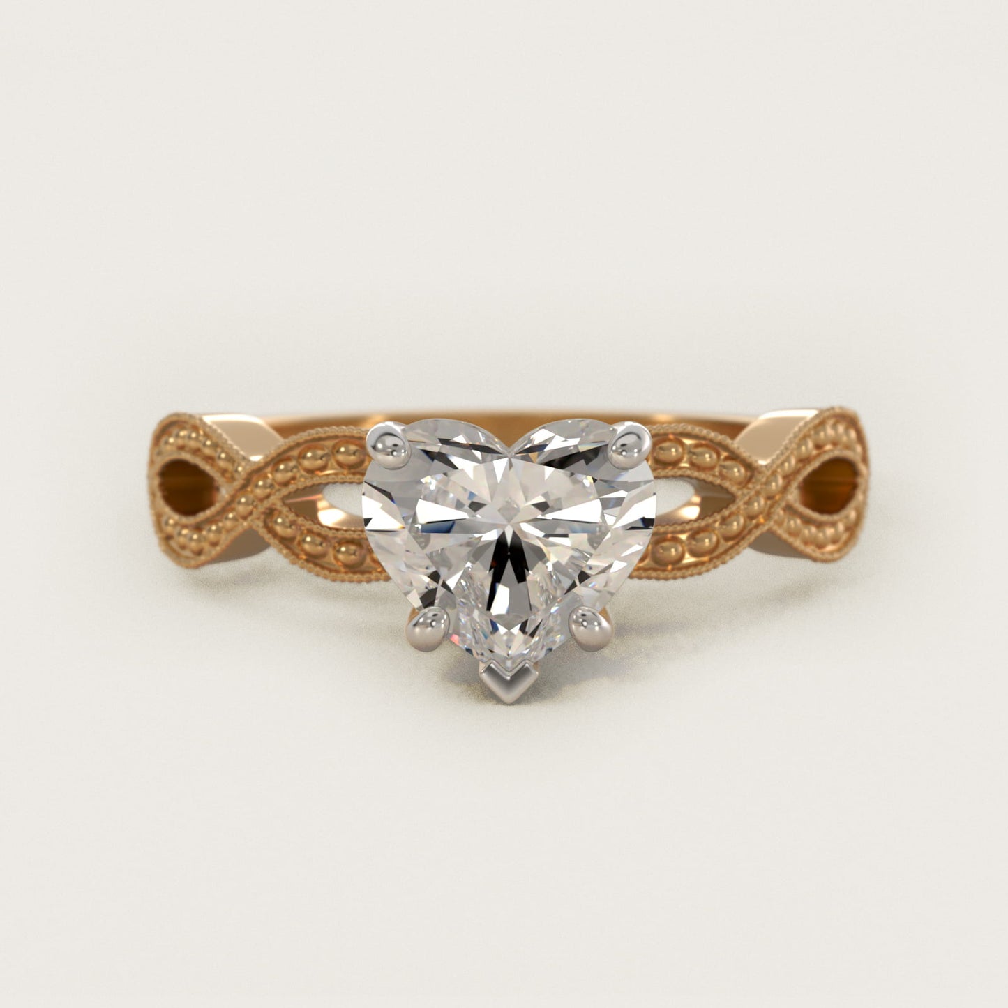 Infinity Vintage-Style Engagement Ring In 14K Yellow Gold By James Allen - Heart Center