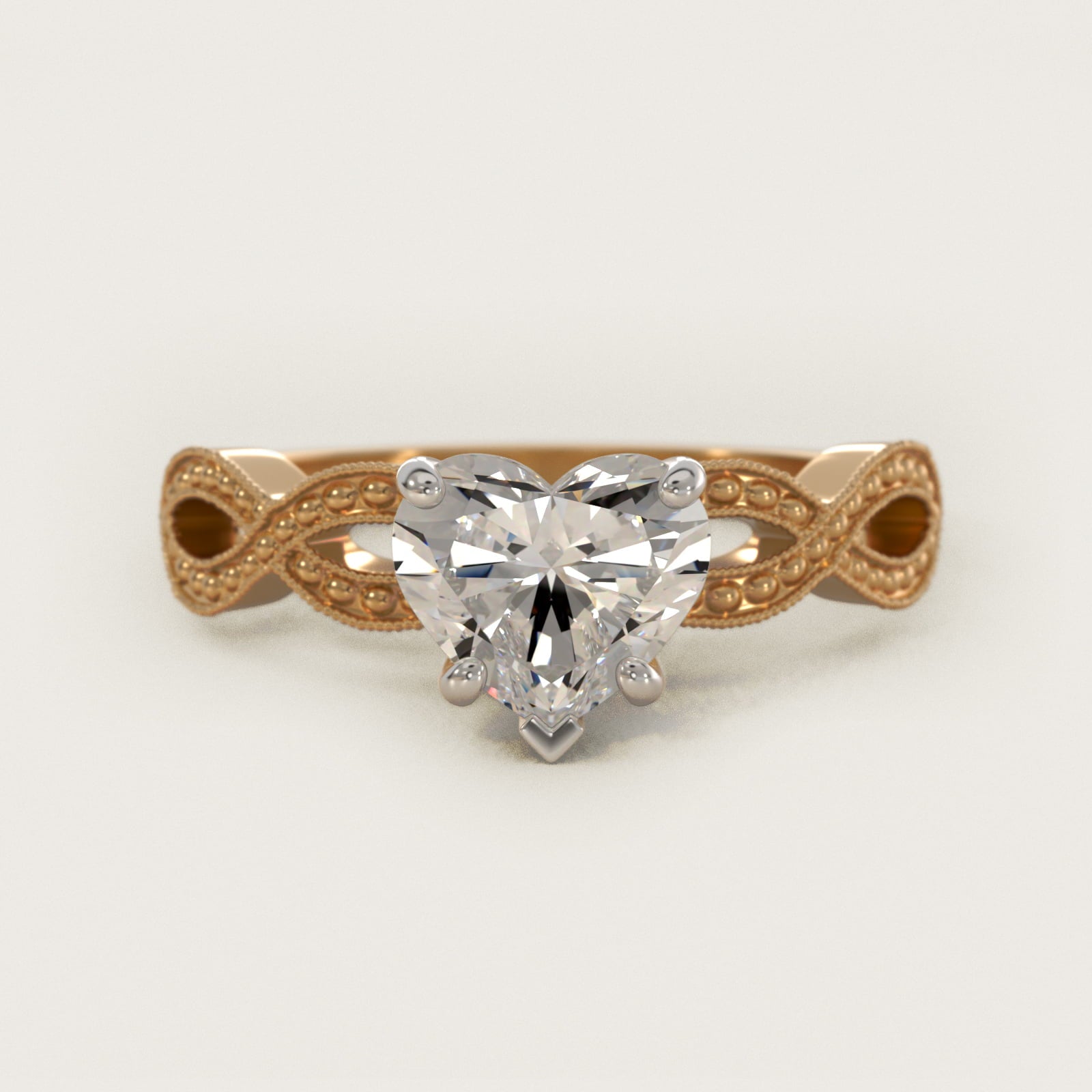 Infinity Vintage-Style Engagement Ring In 14K Yellow Gold By James Allen - Heart Center